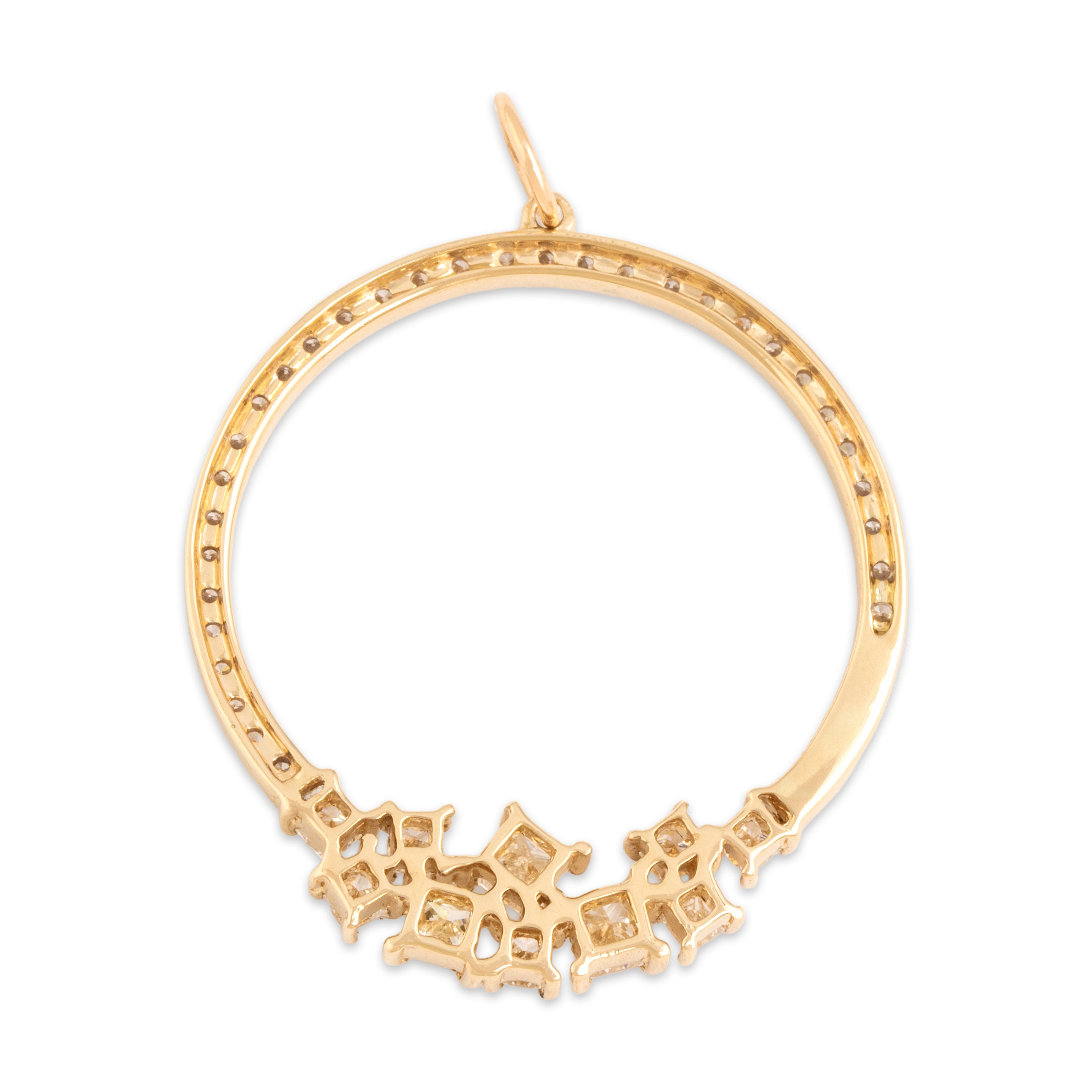 Vintage 14k Yellow Gold .78cttw Diamond Glittering Open Accented Wreath Pendant - Back view