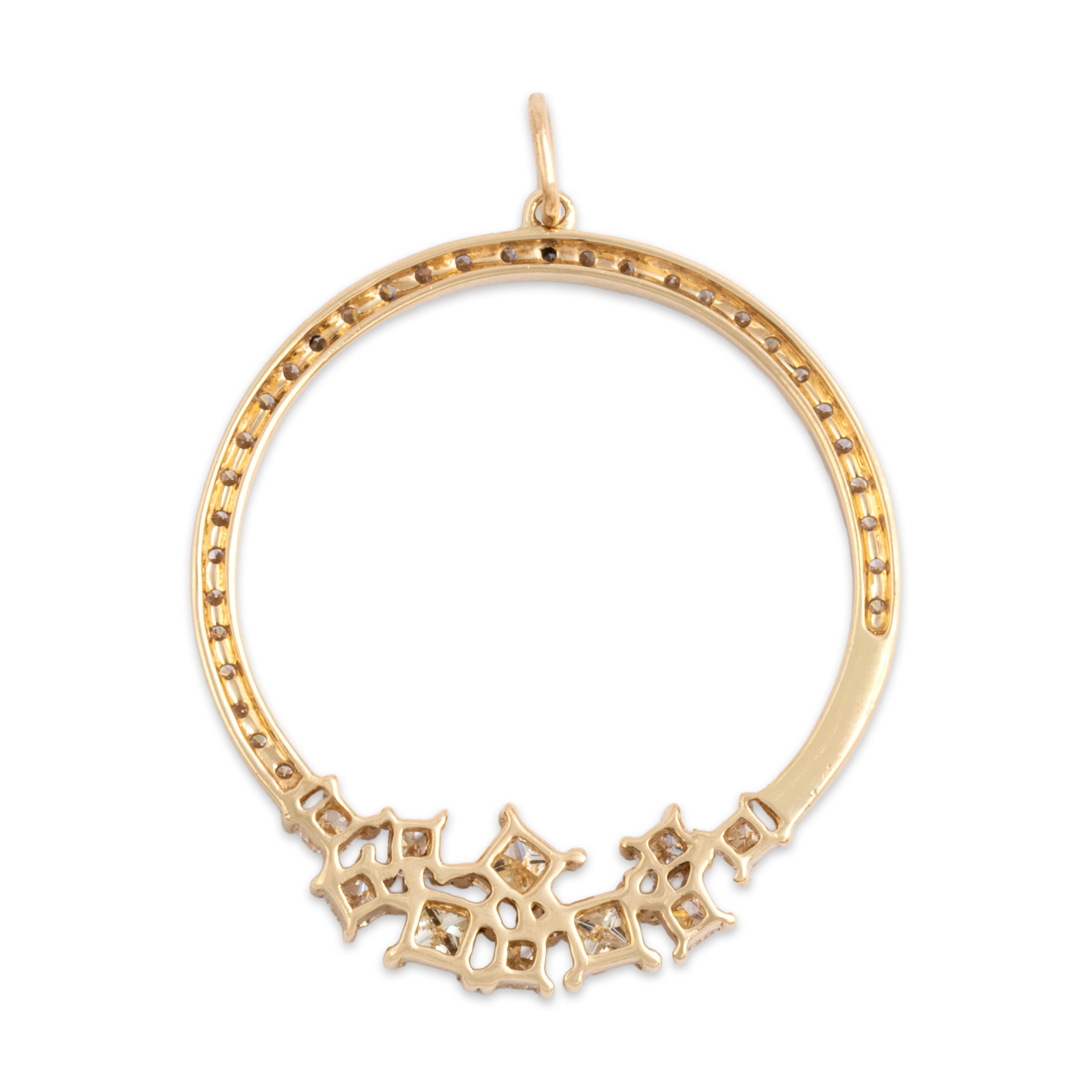 Vintage 14k Yellow & White Gold .75cttw Diamond Sparkling Constellation Open Circle Pendant - Back view