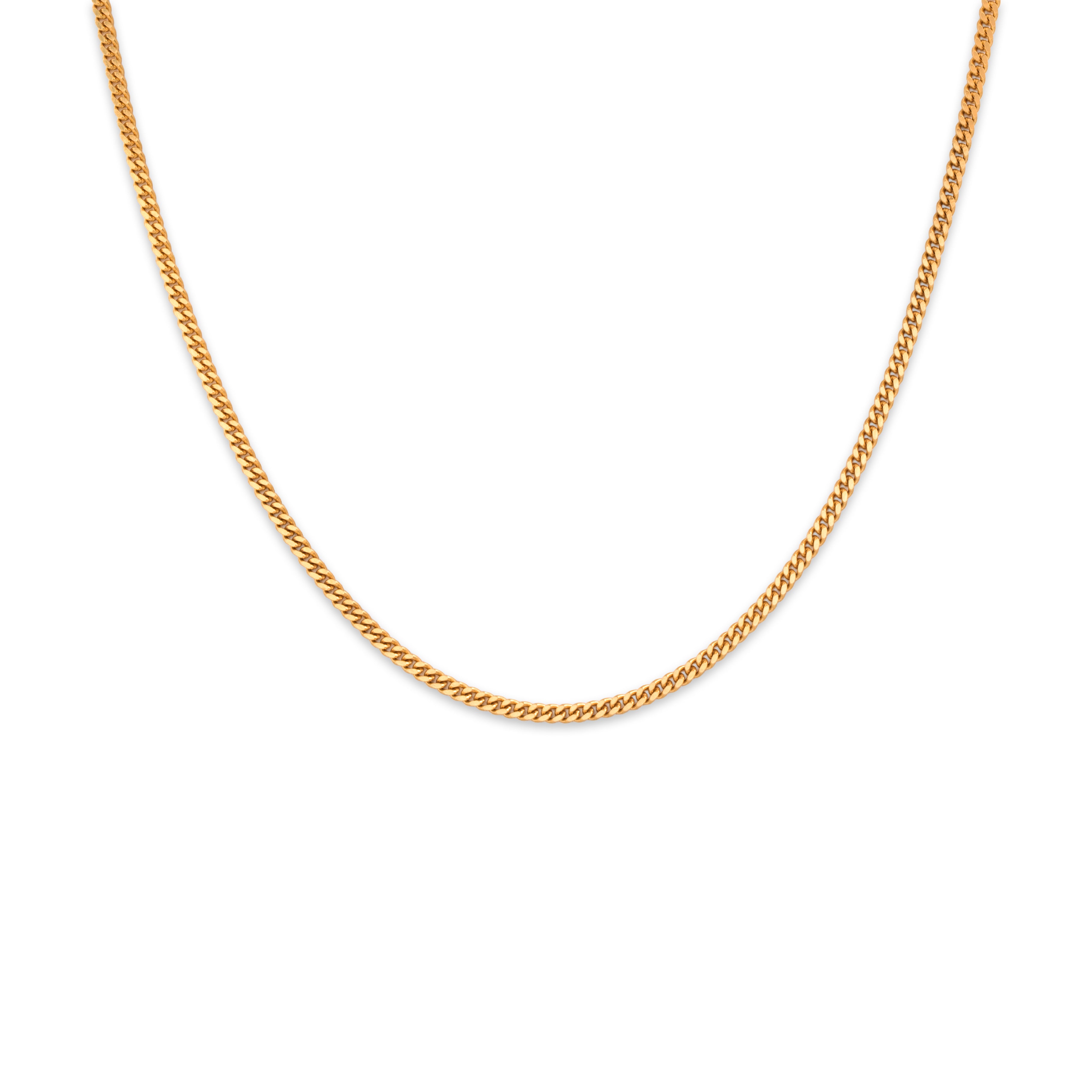 Vintage 18k & 14k Yellow Gold 1.9mm Classic Flat Curb Chain - Close-up view
