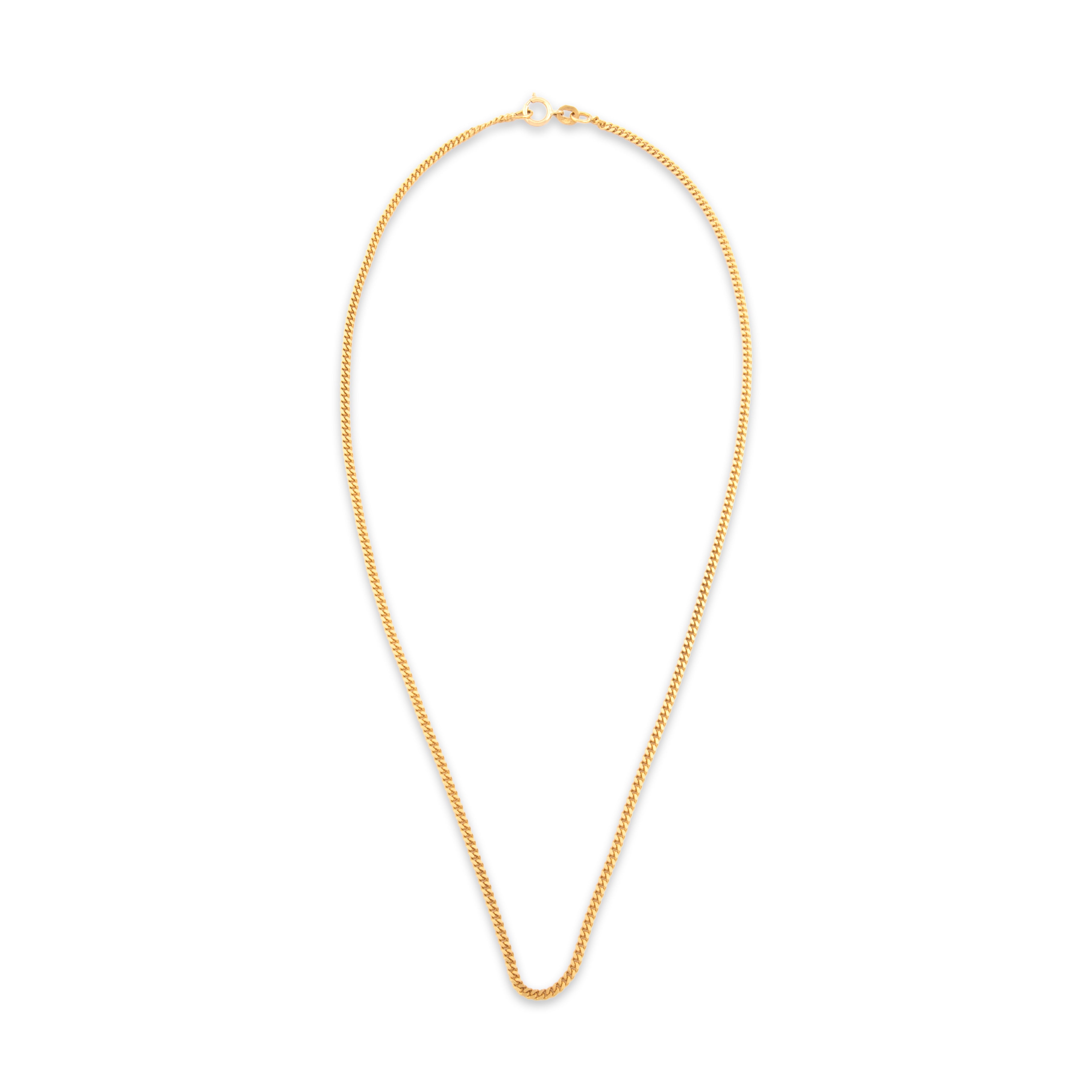 Vintage 18k & 14k Yellow Gold 1.9mm Classic Flat Curb Chain - Overall view