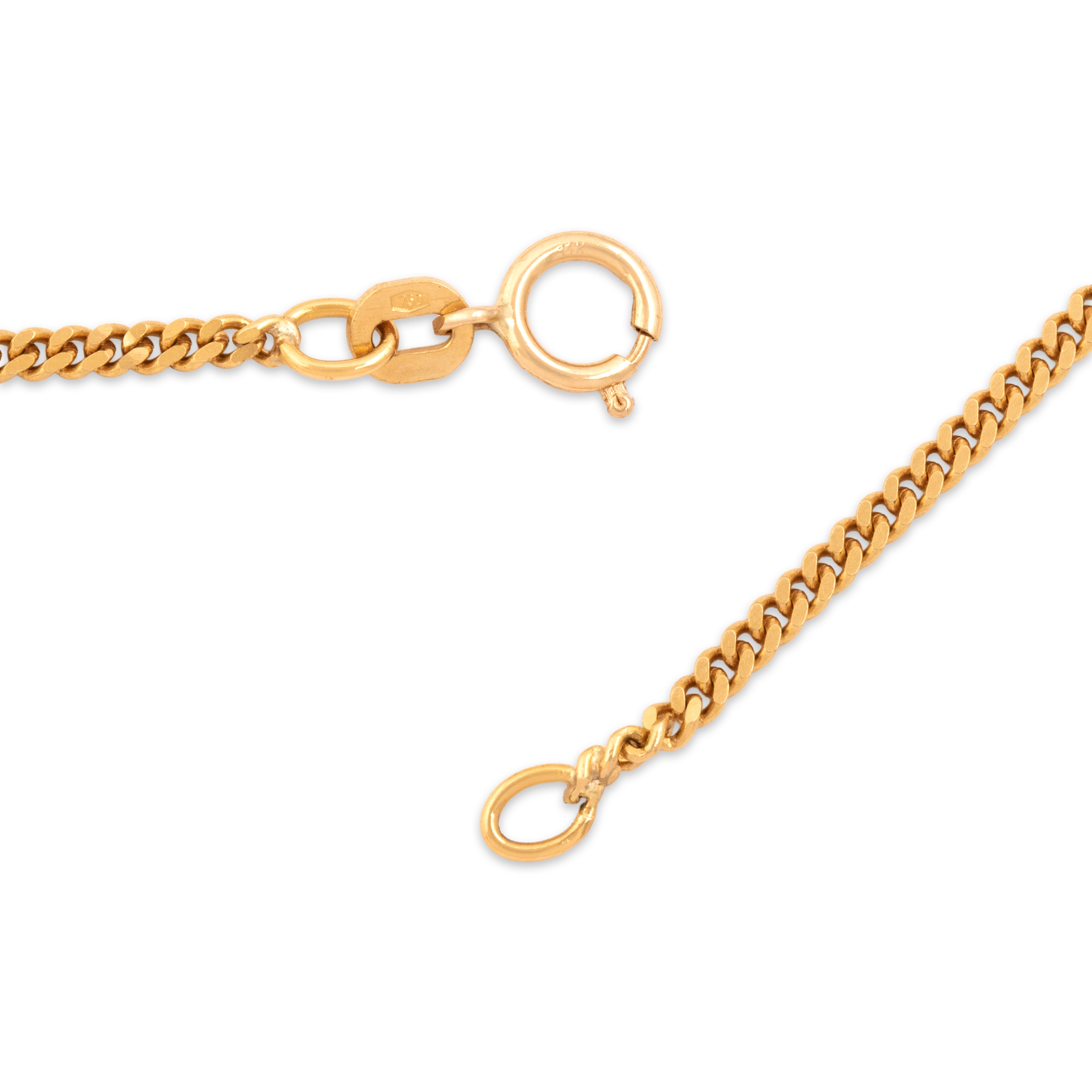 Vintage 18k & 14k Yellow Gold 1.9mm Classic Flat Curb Chain - clasp view