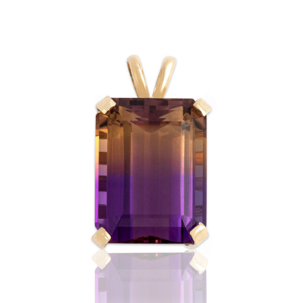 Vintage 14k Yellow Gold 20.41ct Ametrine Oversized Striking Step-Cut Pendant
