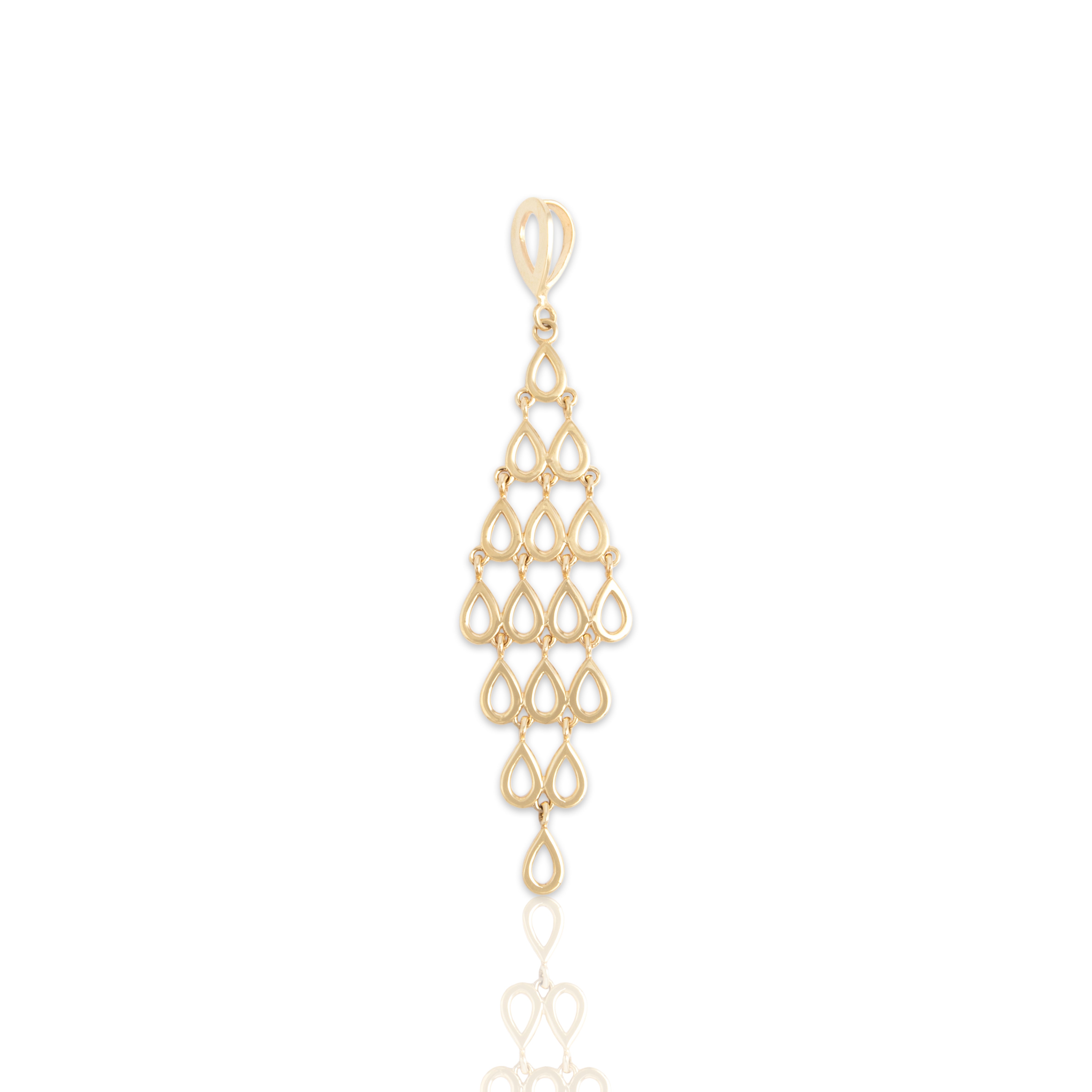 Vintage 14k Yellow Gold Open Teardrop Fringe Dangle Pendant - Close-up view