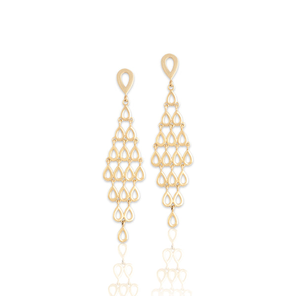 Vintage 14k Yellow Gold Dynamic Teardrop Shield Dangle Earrings