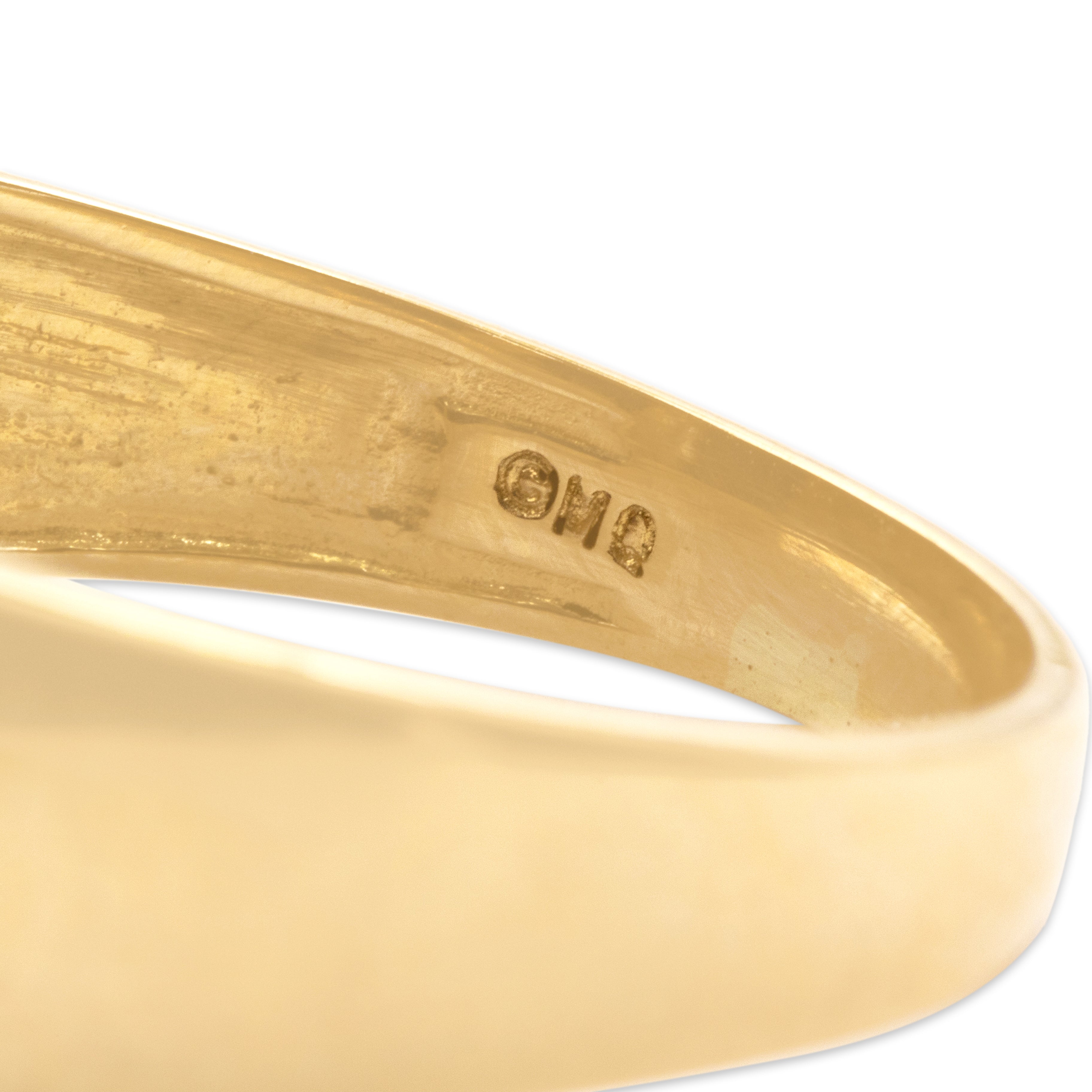 Vintage 14k Yellow Gold 2.29cttw Lapis Lazuli Diamond Bold Cobalt Rectangular Line Ring - Hallmark view