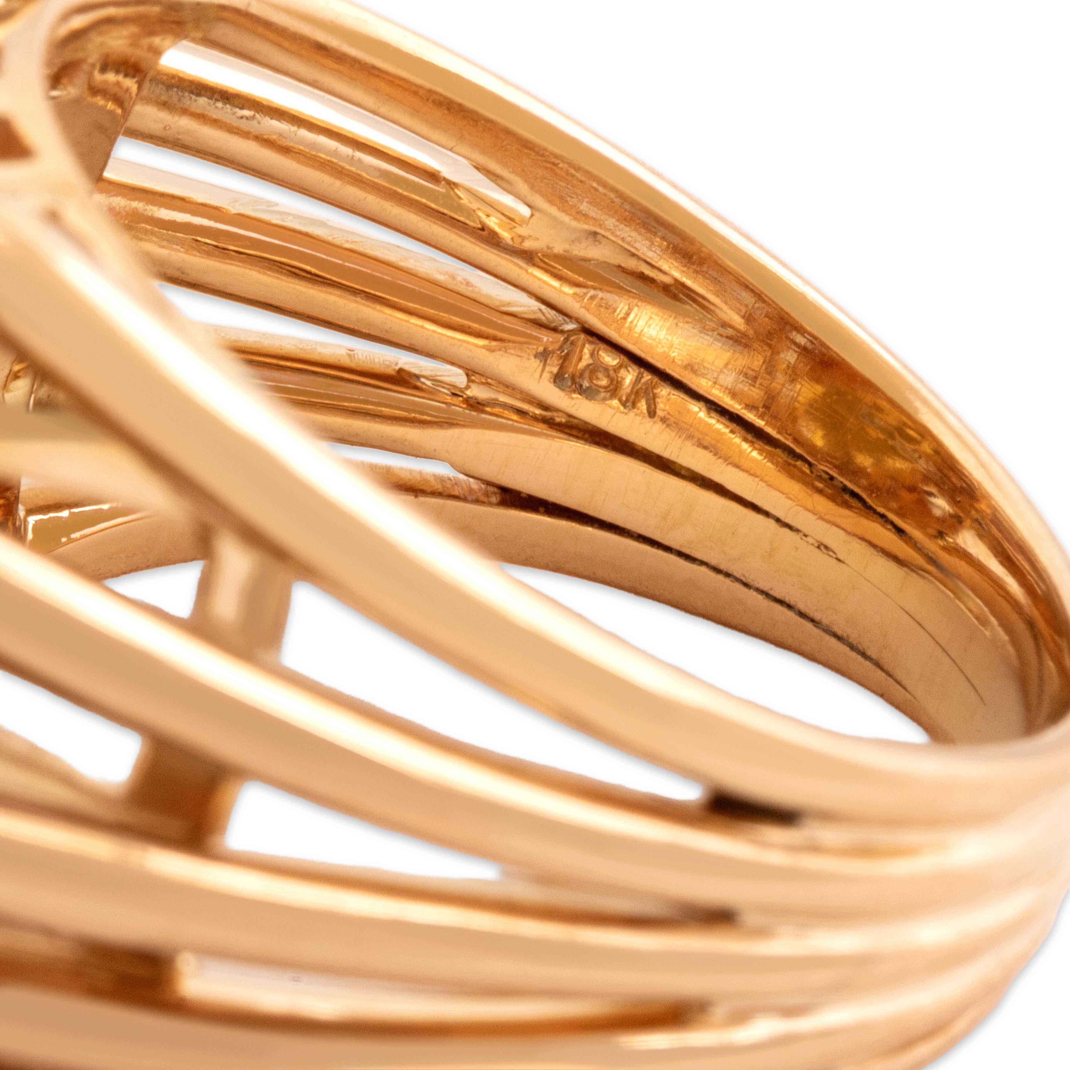 Vintage French Heavy 18k Rose Gold 23.32ct Palmeira Citrine Oversized Solitiare Cocktail Ring - Hallmark view