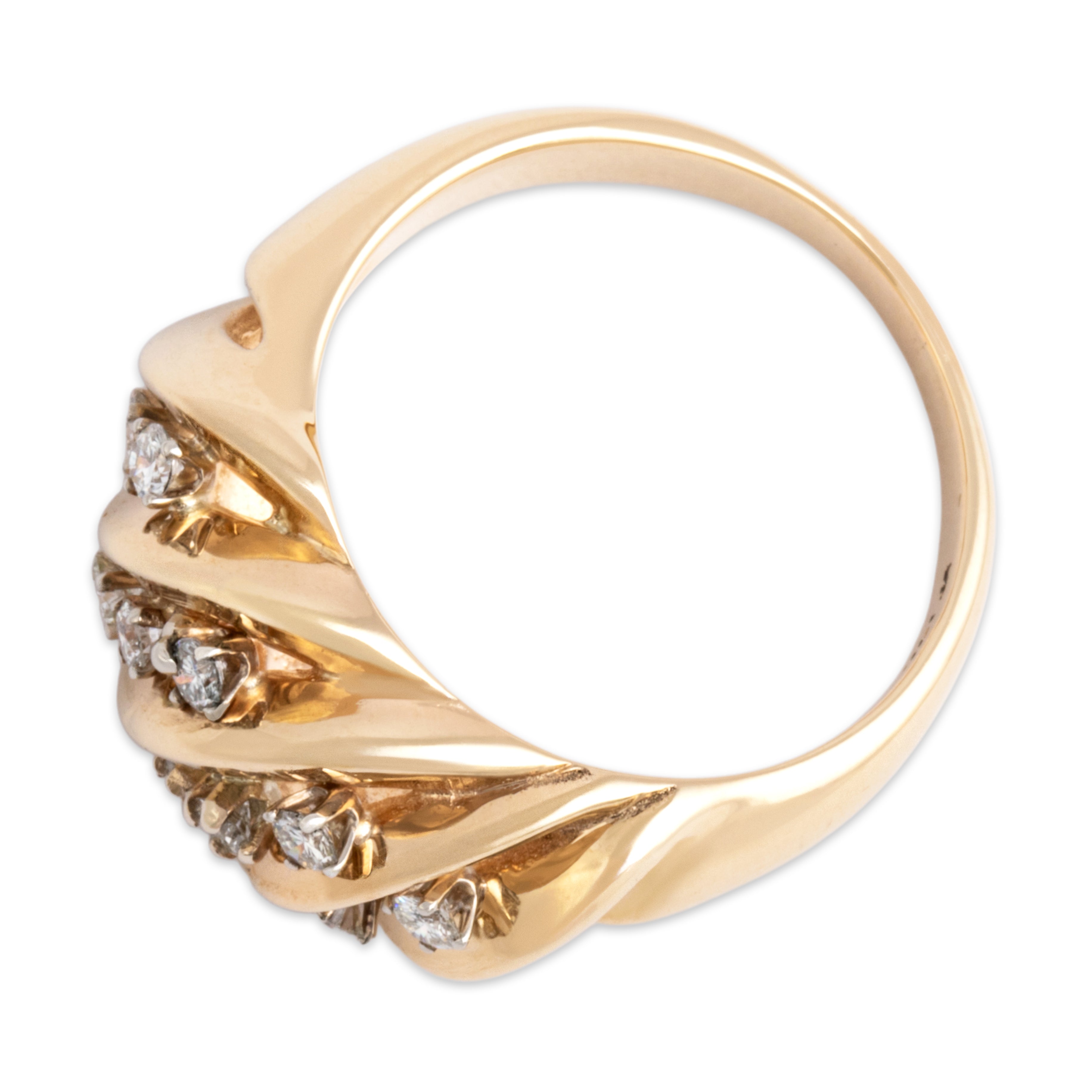 Vintage 14k Yellow Gold Diamond Open Swooping Ring - Overall view