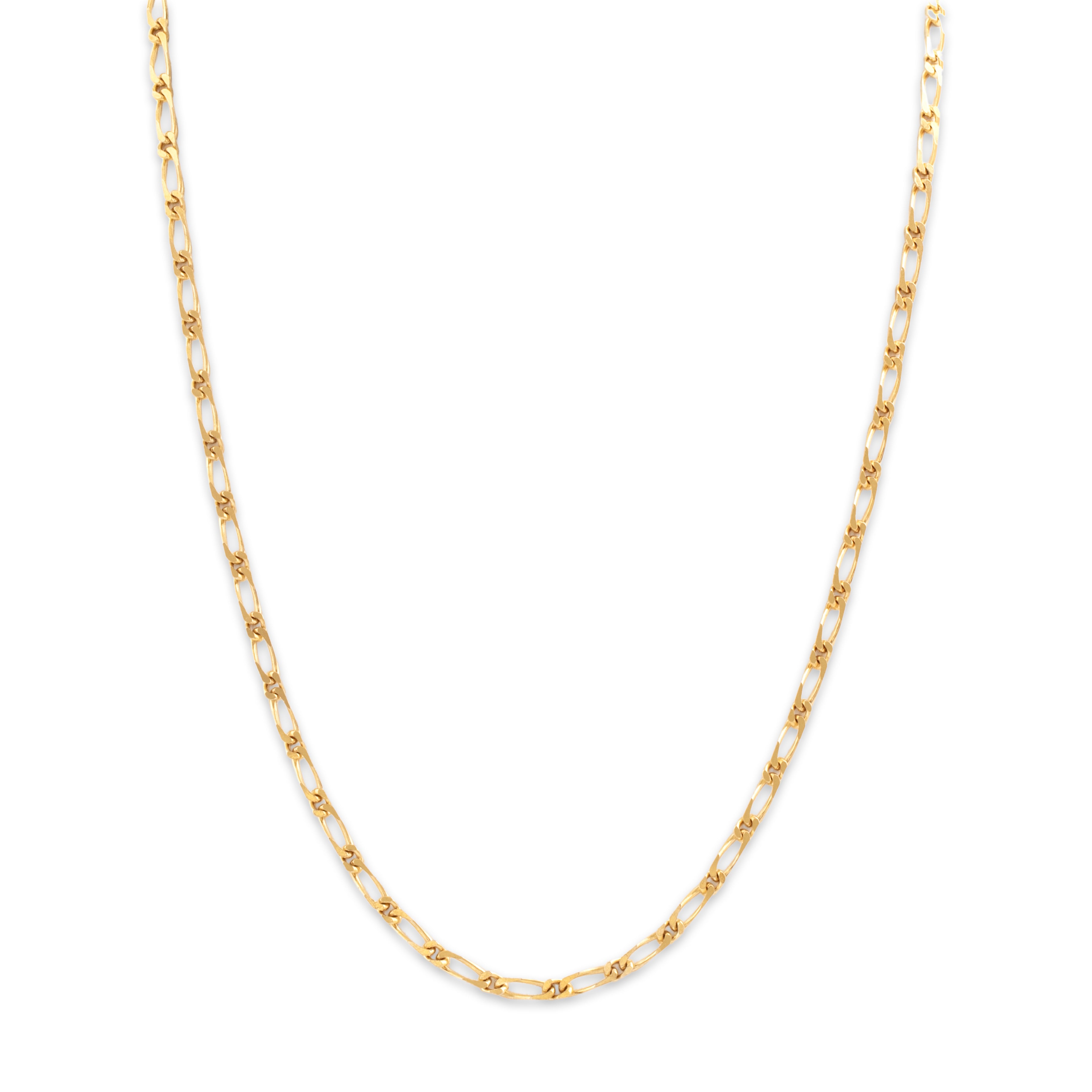 Vintage 10k Yellow Gold Single Alternating Figaro Link Necklace - detail view #1