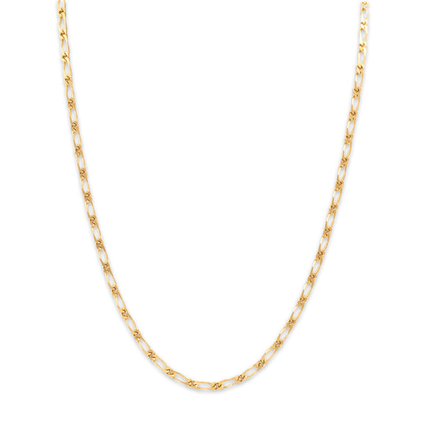 Vintage 10k Yellow Gold Single Alternating Figaro Link Necklace 17.75