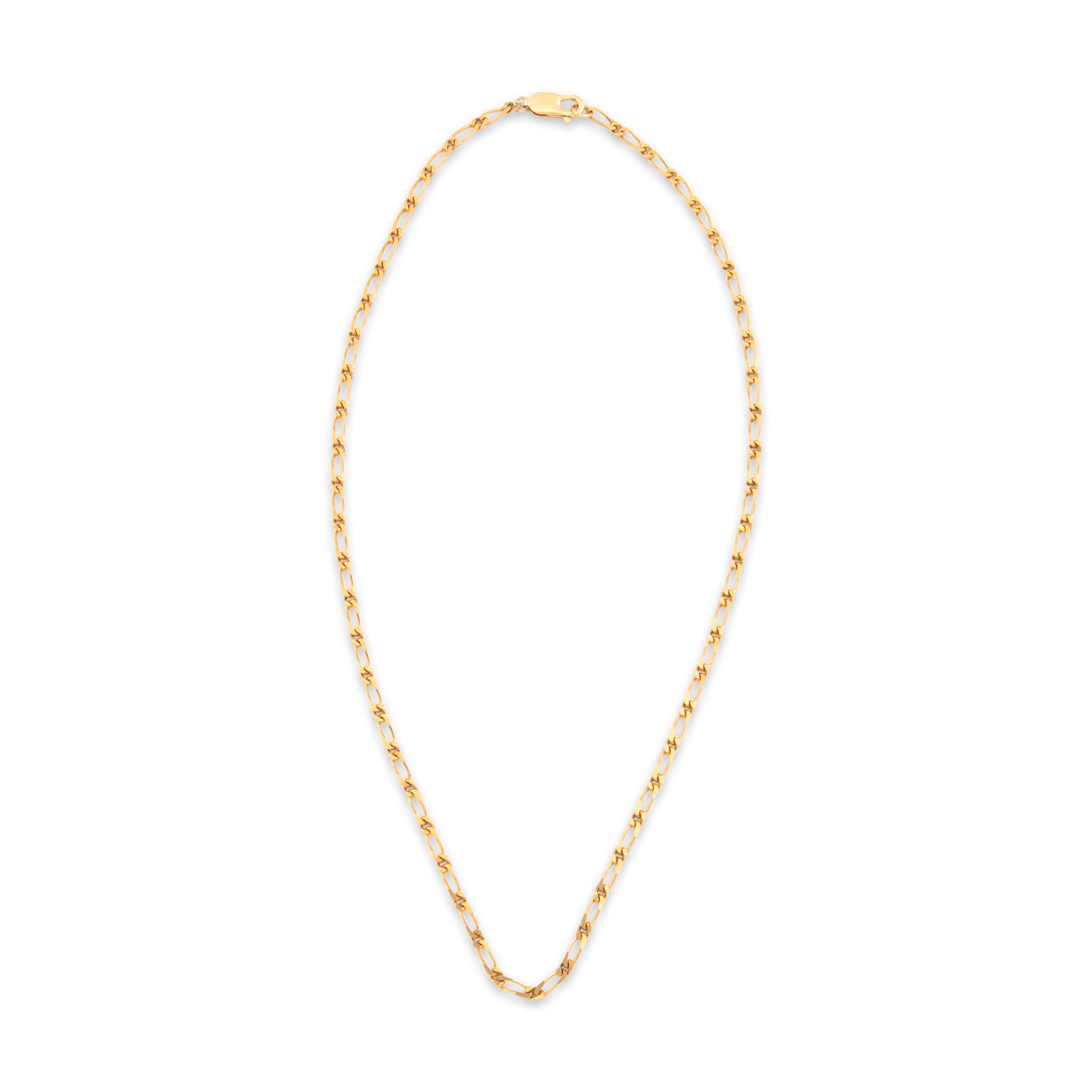 Vintage 10k Yellow Gold Single Alternating Figaro Link Necklace - Overall view