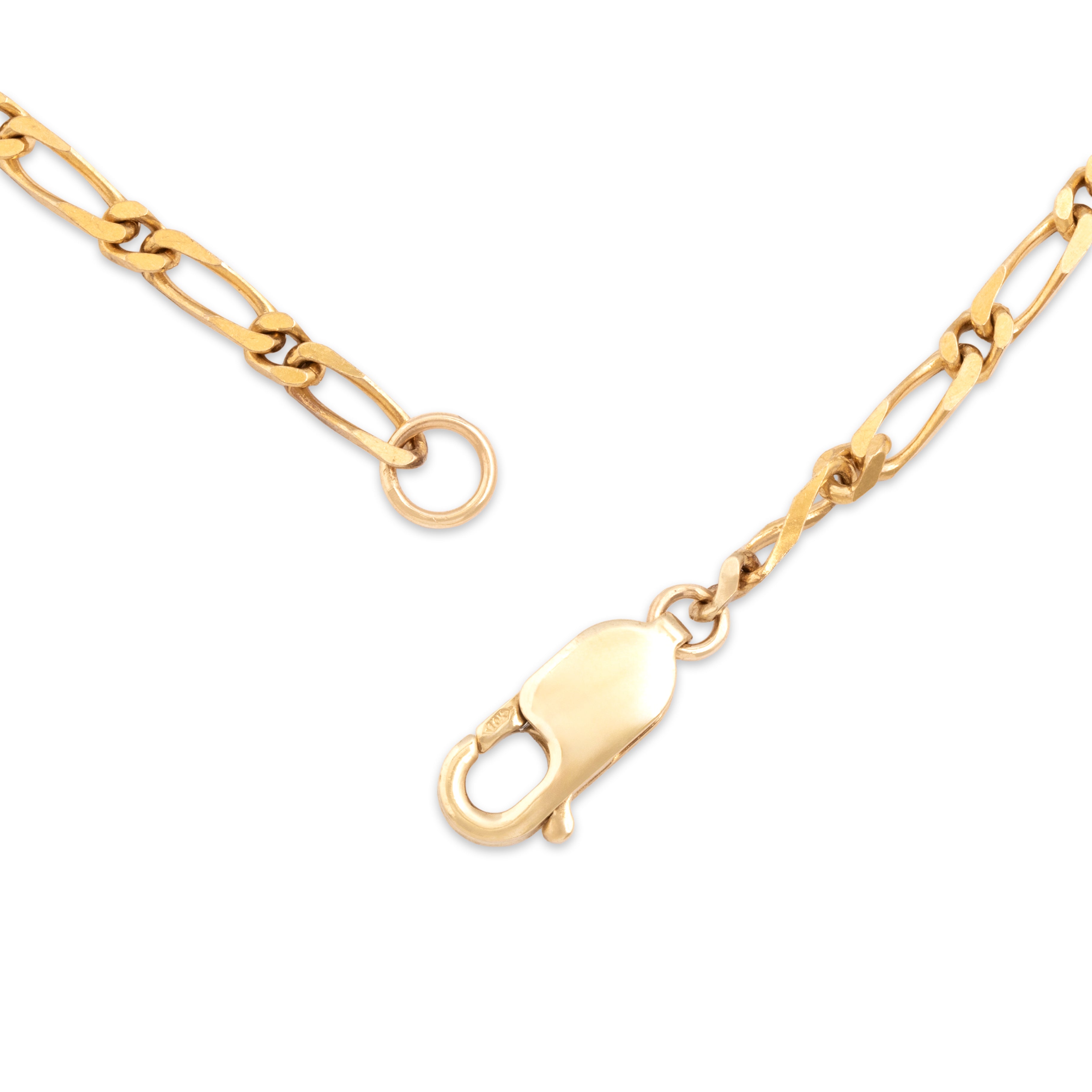 Vintage 10k Yellow Gold Single Alternating Figaro Link Necklace - clasp view