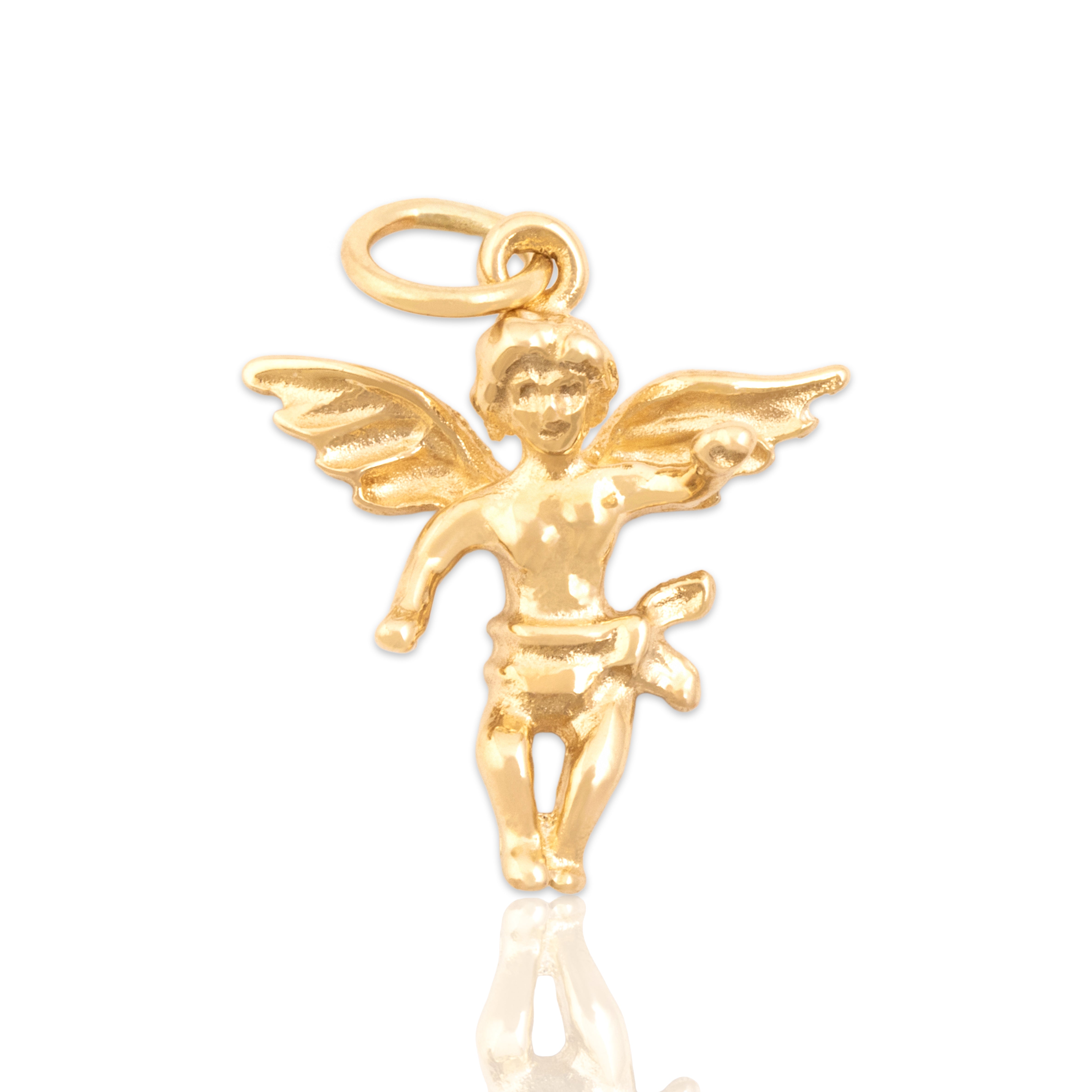 Vintage 14k Yellow Gold Angelic Cherub Charm / Pendant - Close-up view
