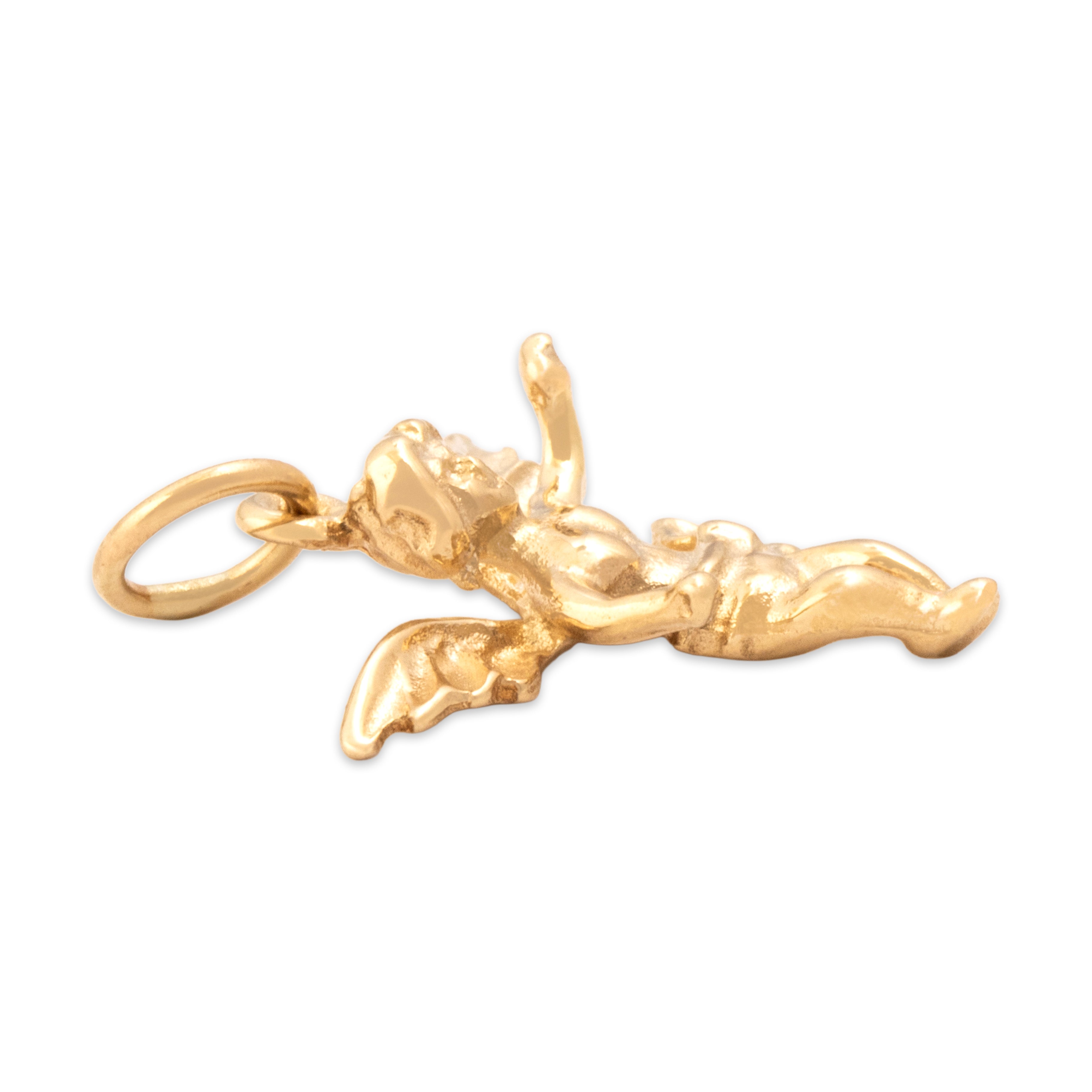 Vintage 14k Yellow Gold Angelic Cherub Charm / Pendant - Side view