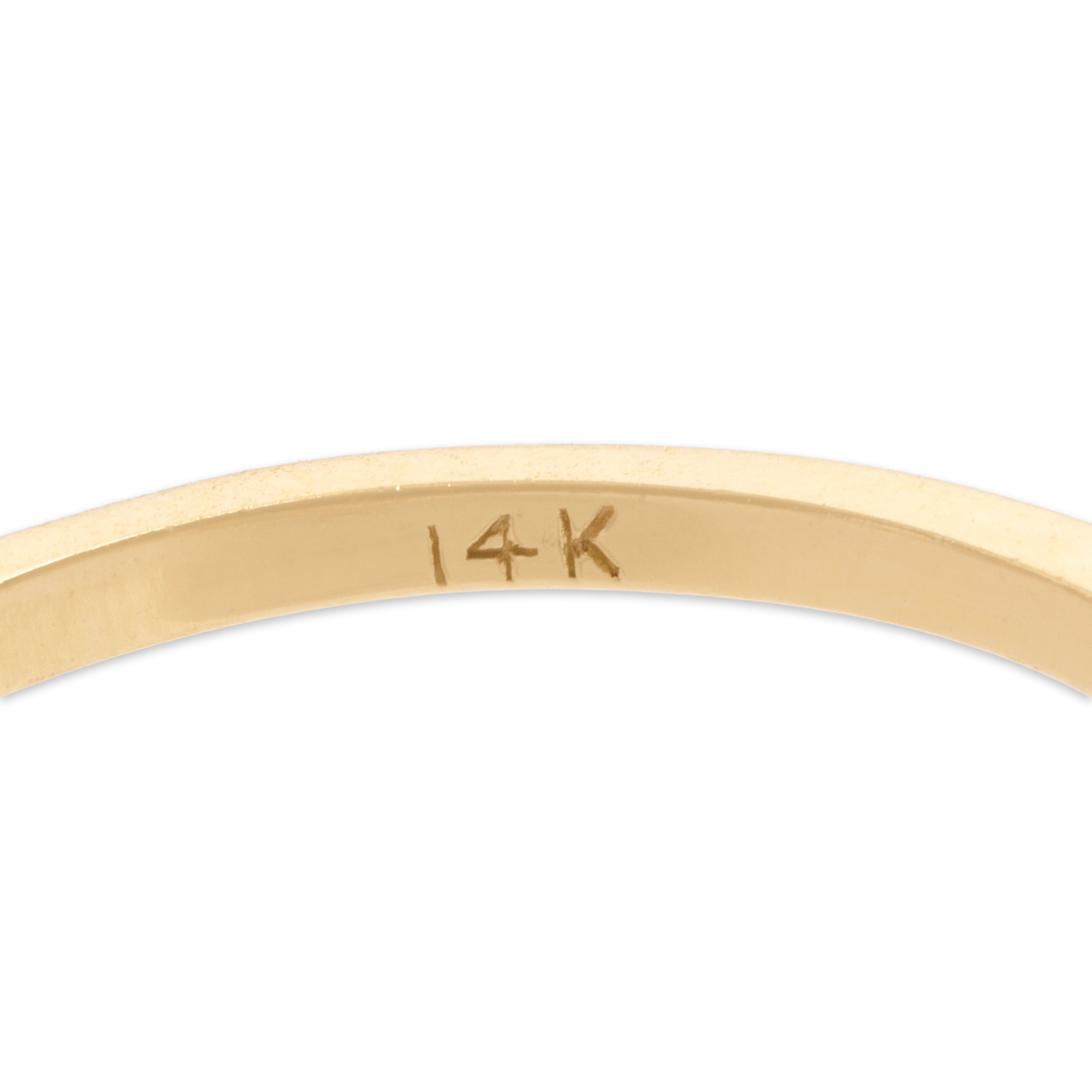 Vintage 14k Yellow Gold .63ct Opal Textured Flourish Ring - Hallmark view