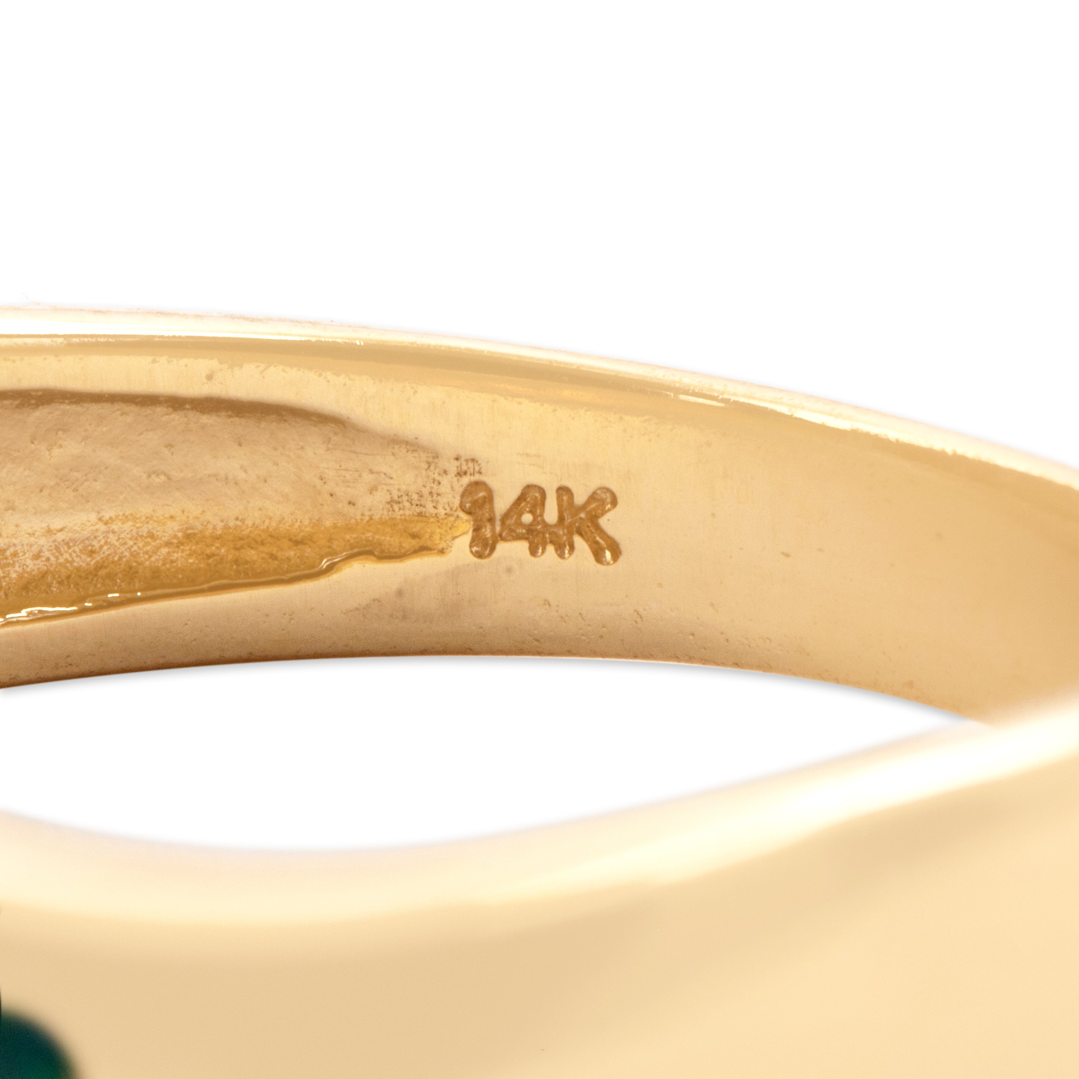 Vintage 14k Yellow Gold Opal Iridescent Wavy Inlay Band Ring - Hallmark view