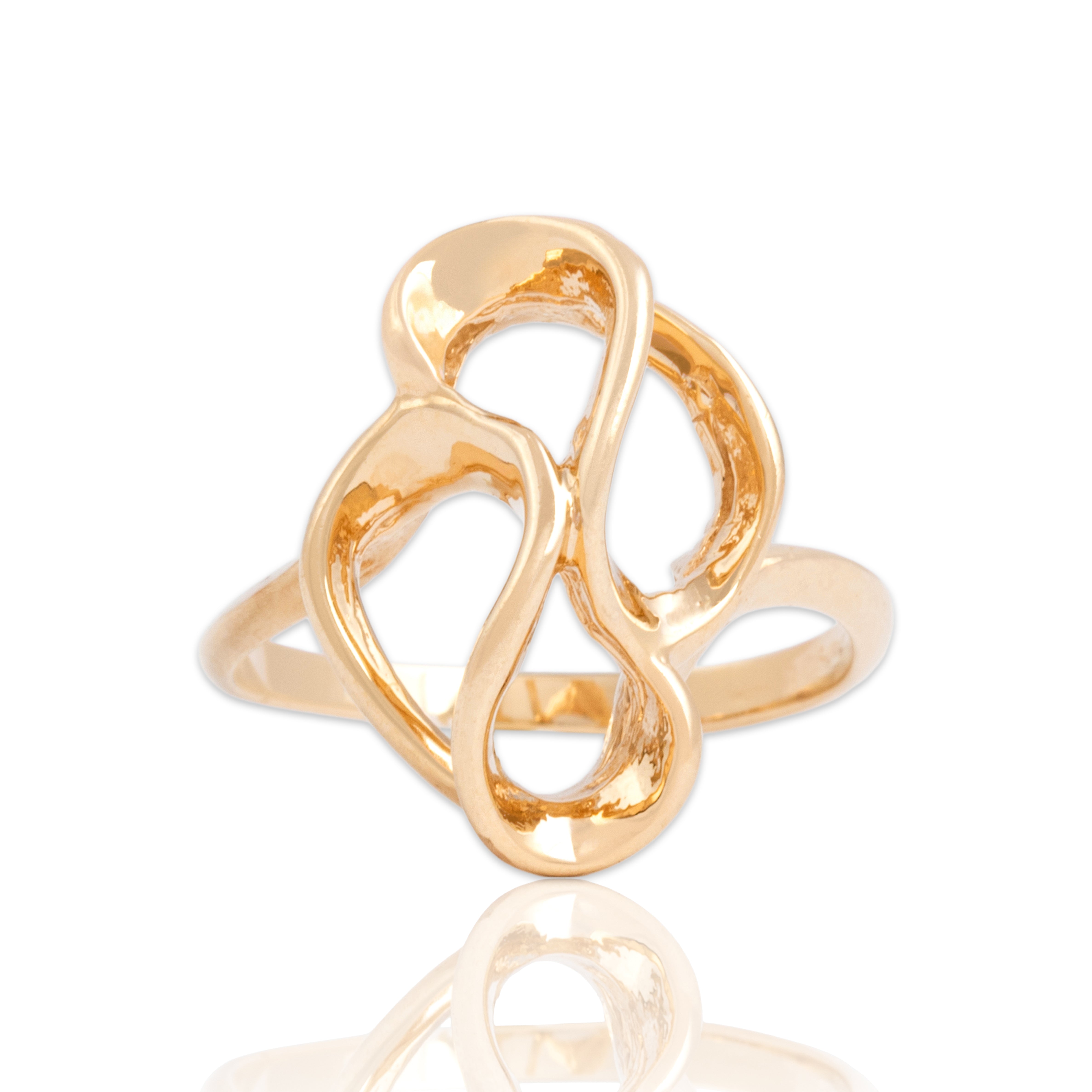 Vintage 14k Yellow Gold Shiny Dimensional Swirl Ring - Close-up view