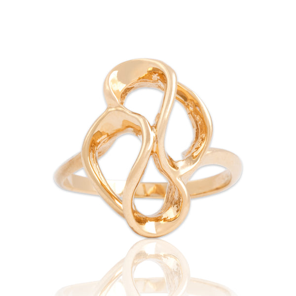 Vintage 14k Yellow Gold Shiny Dimensional Swirl Ring 6.50