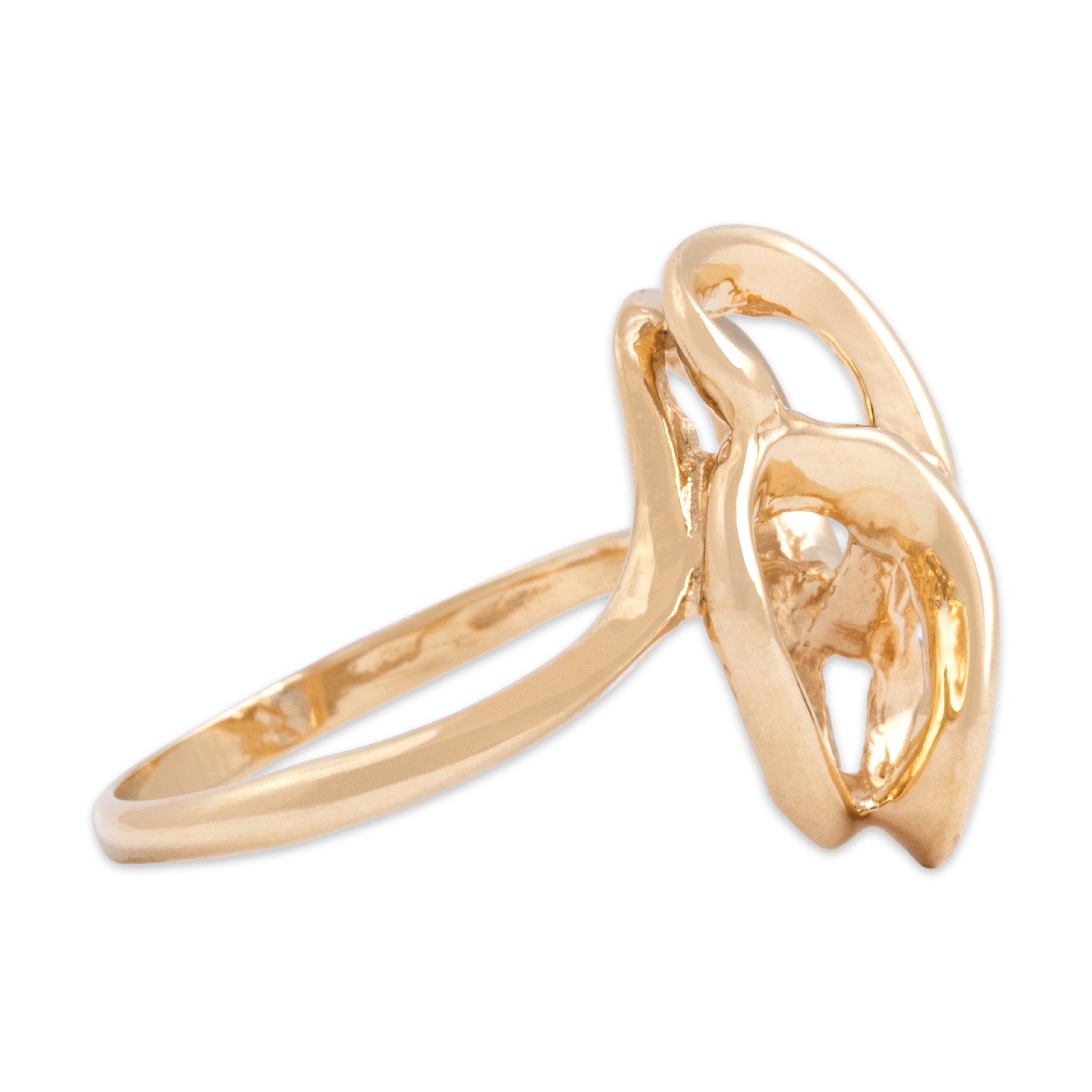 Vintage 14k Yellow Gold Shiny Dimensional Swirl Ring - Side view
