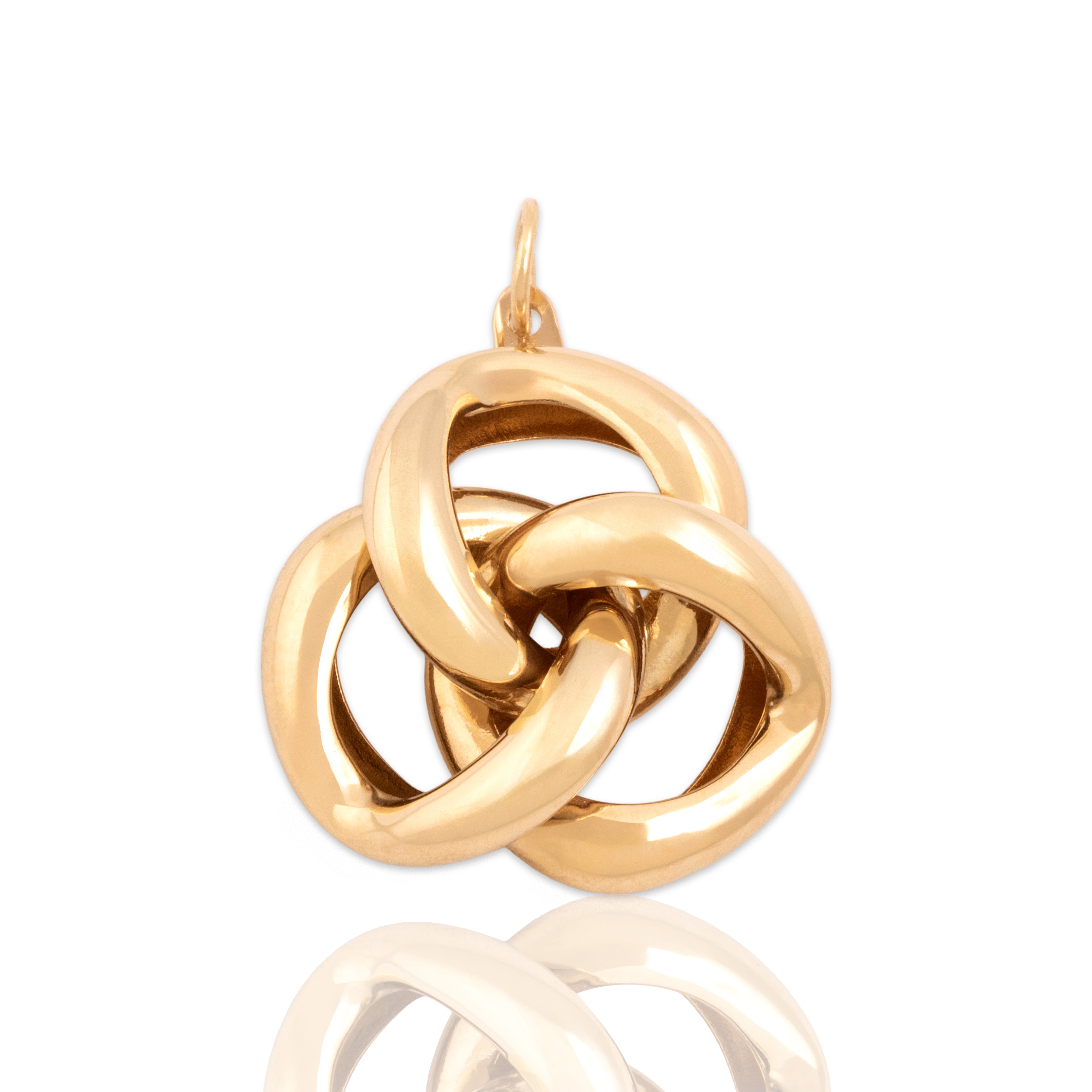 Vintage 14k Yellow Gold Chunky Love Knot Pendant - Close-up view