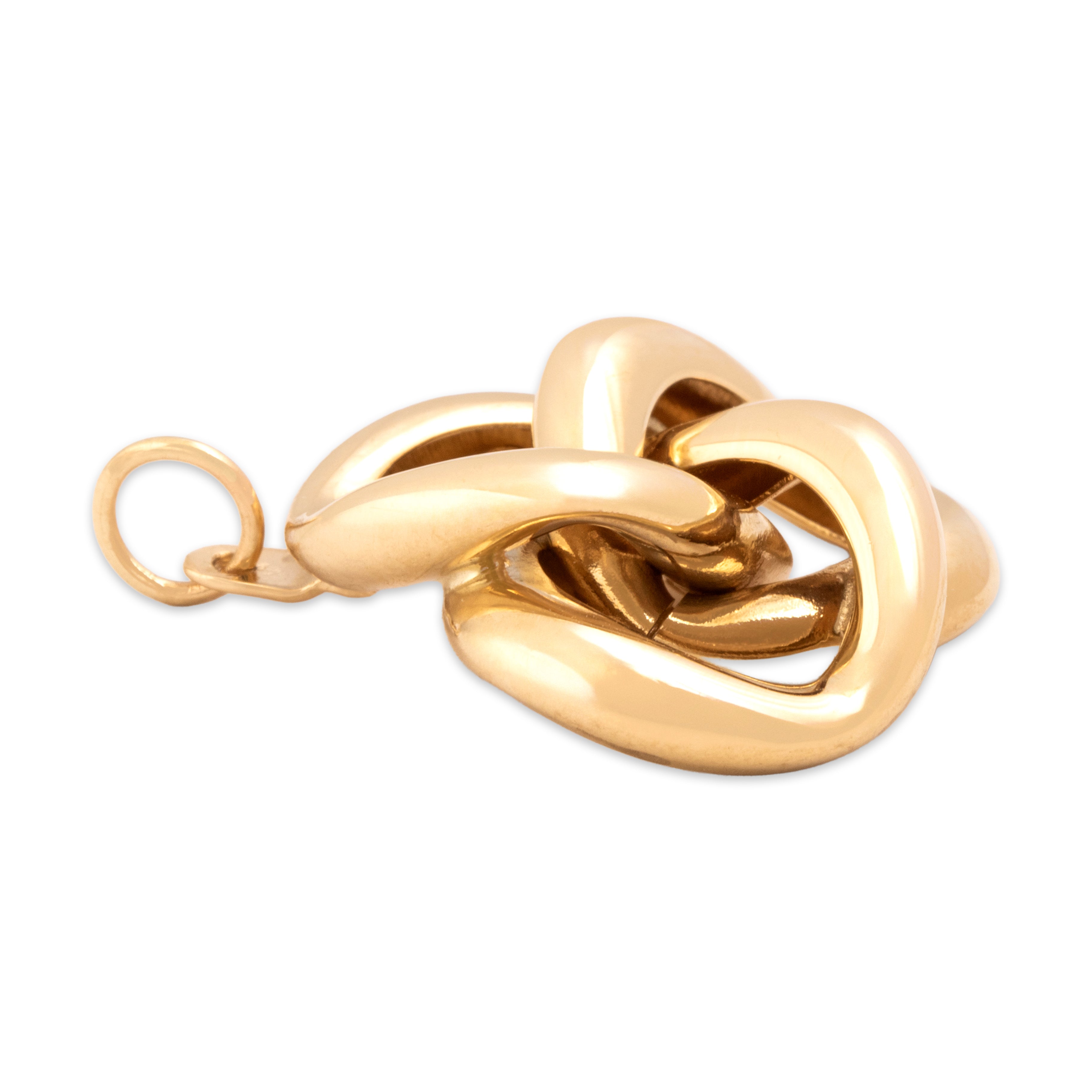 Vintage 14k Yellow Gold Chunky Love Knot Pendant - Side view
