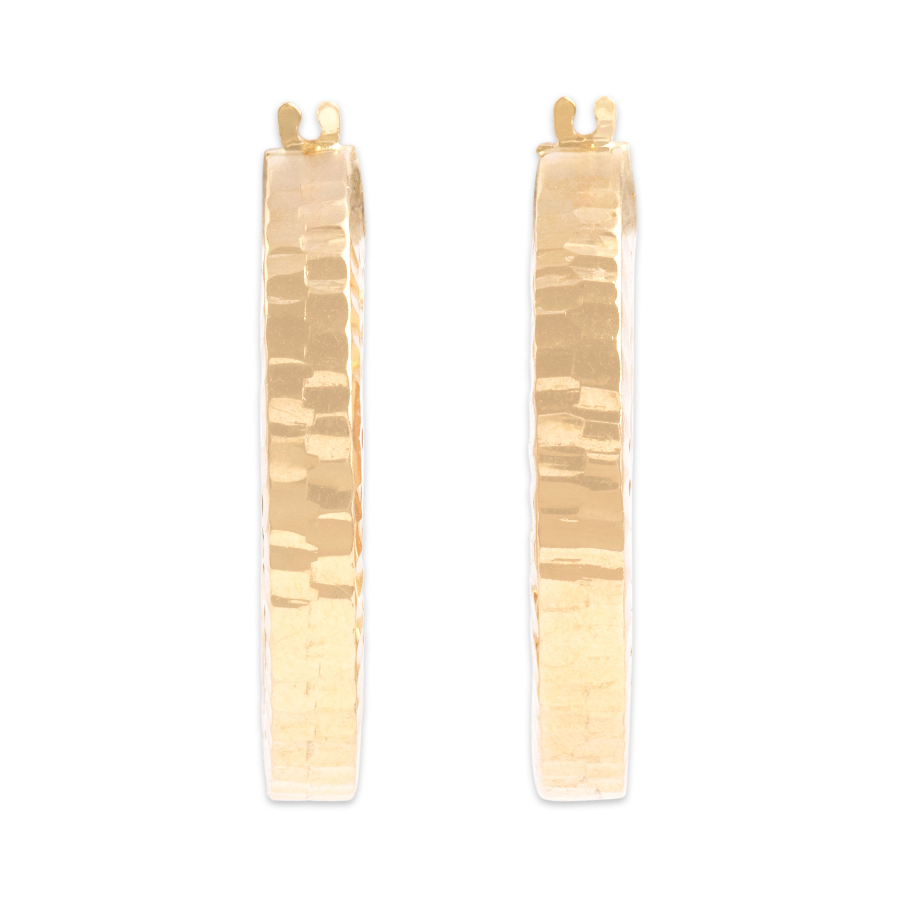 Vintage Lightweight 14k Yellow Gold Glittering Hoop Earrings