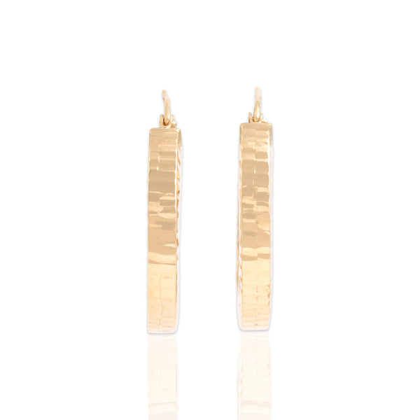 Vintage Lightweight 14k Yellow Gold Glittering Hoop Earrings