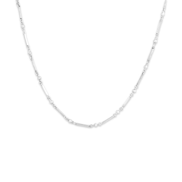 Vintage 10k White Gold 1mm Bar & Round Link Chain 17