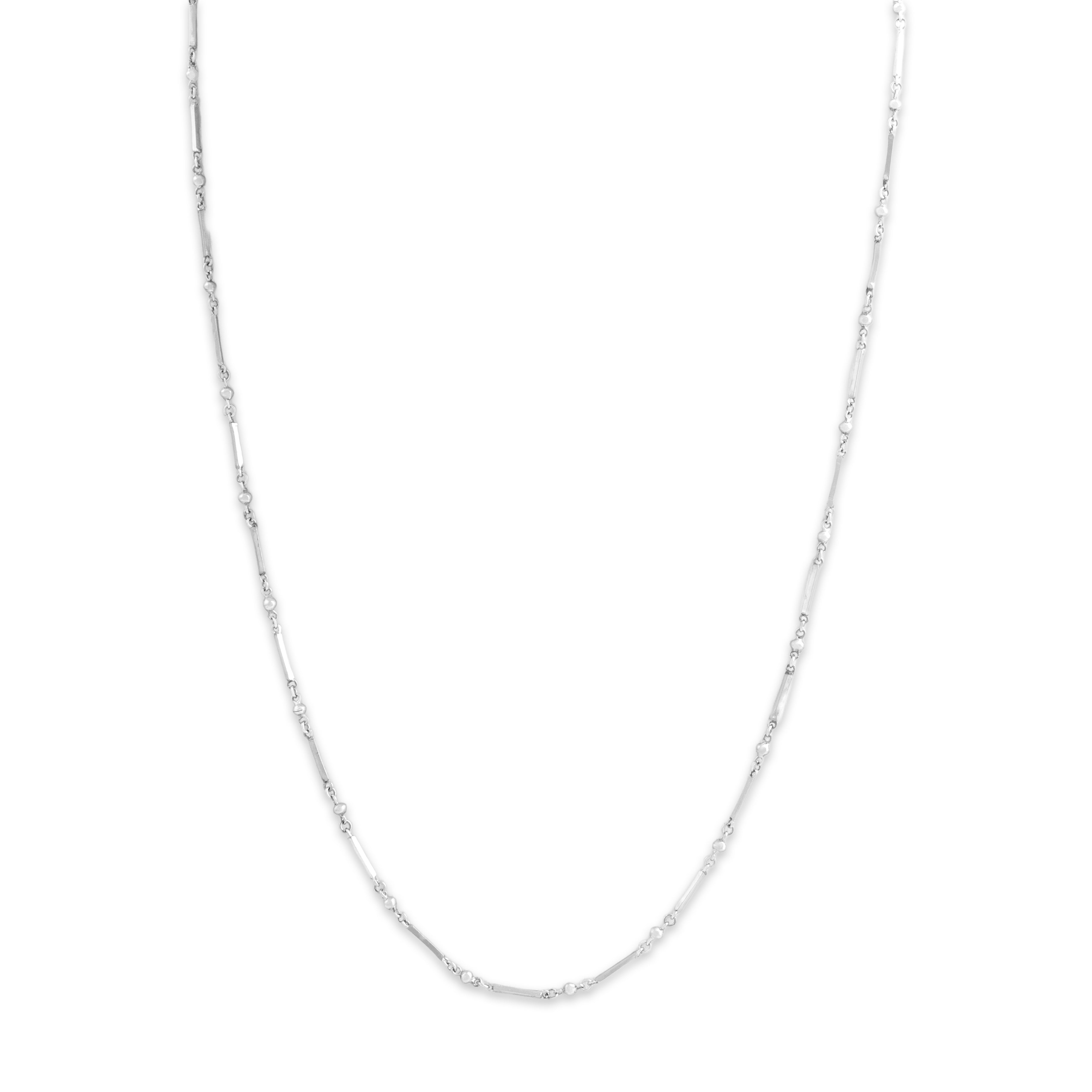 Vintage 10k White Gold .9mm (Bar Link), 1mm (Round Link) Sleek Alternating Bar Round Link Clip Clasp Chain - detail view #1