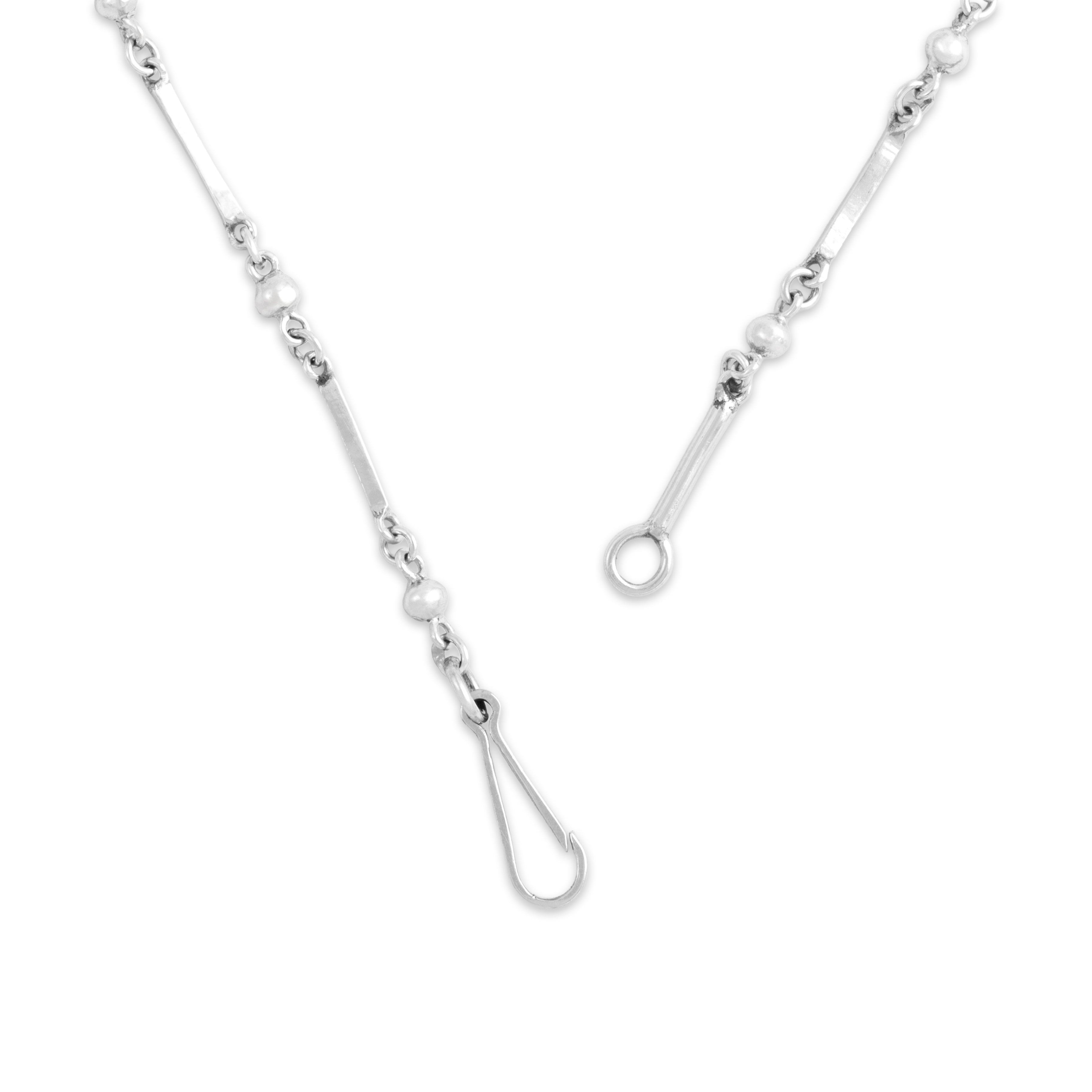 Vintage 10k White Gold .9mm (Bar Link), 1mm (Round Link) Sleek Alternating Bar Round Link Clip Clasp Chain - clasp view
