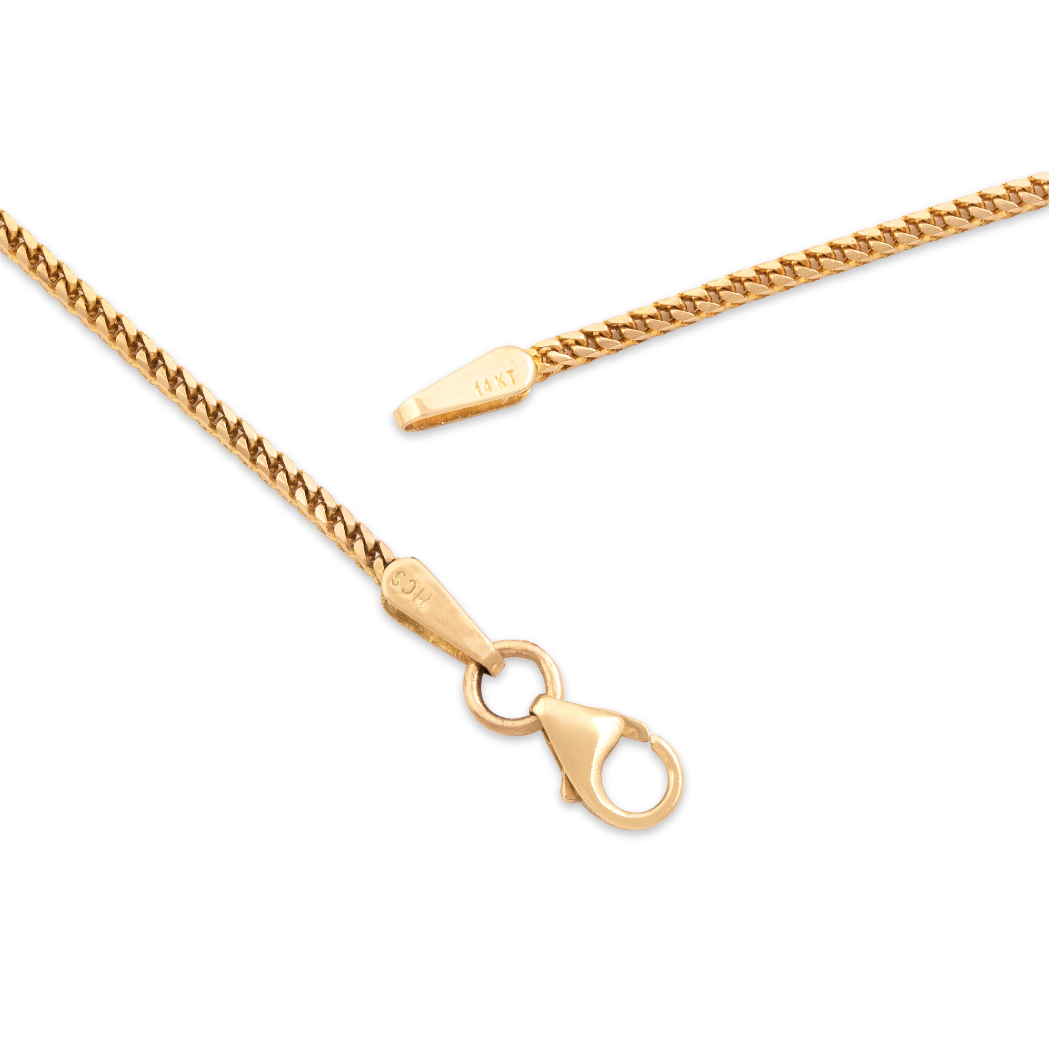 Vintage 14k Yellow Gold 1.3mm Sleek Foxtail Link Chain - clasp view