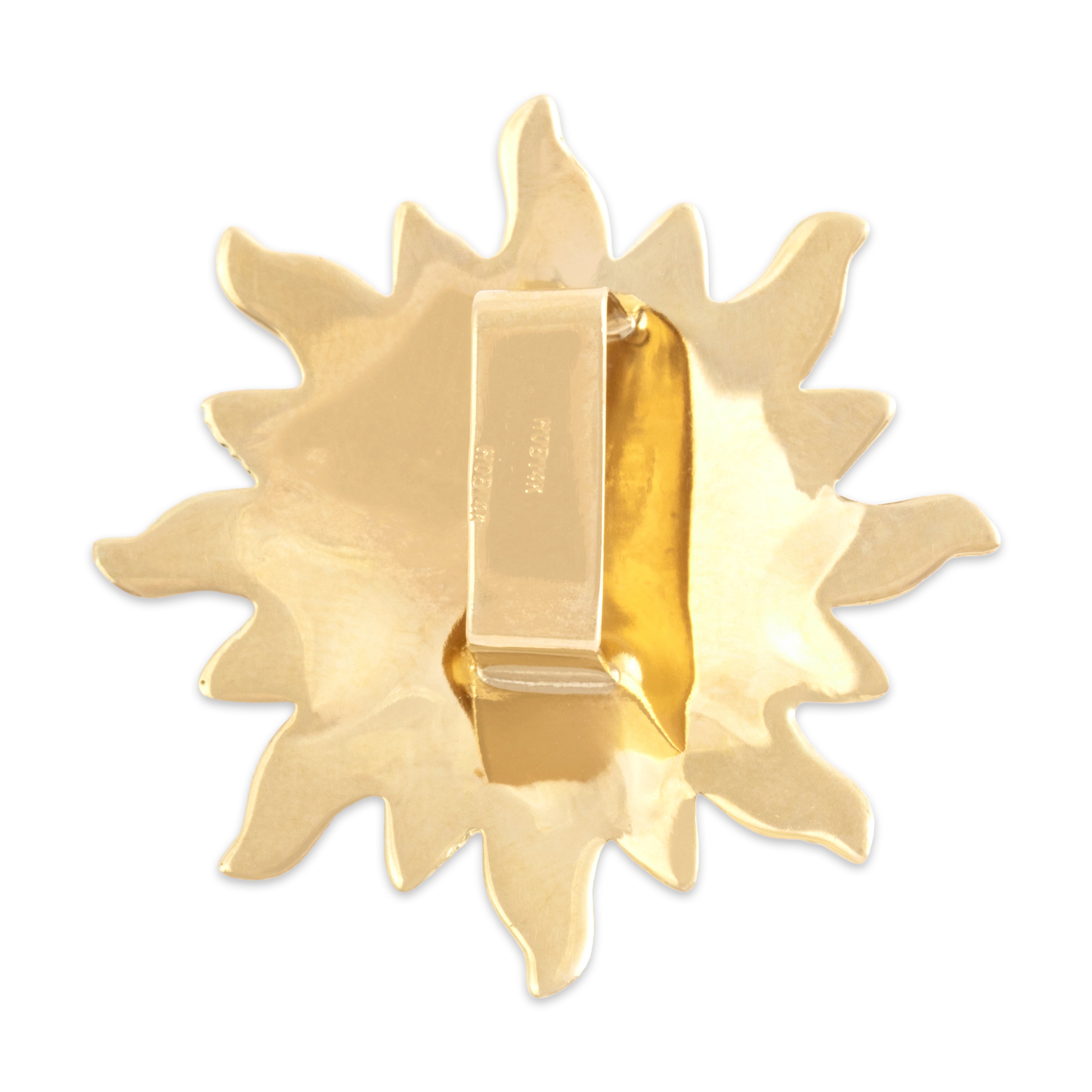 Vintage Large 14k Yellow Gold Serene Textured Sun Wide Slide Pendant - Back view