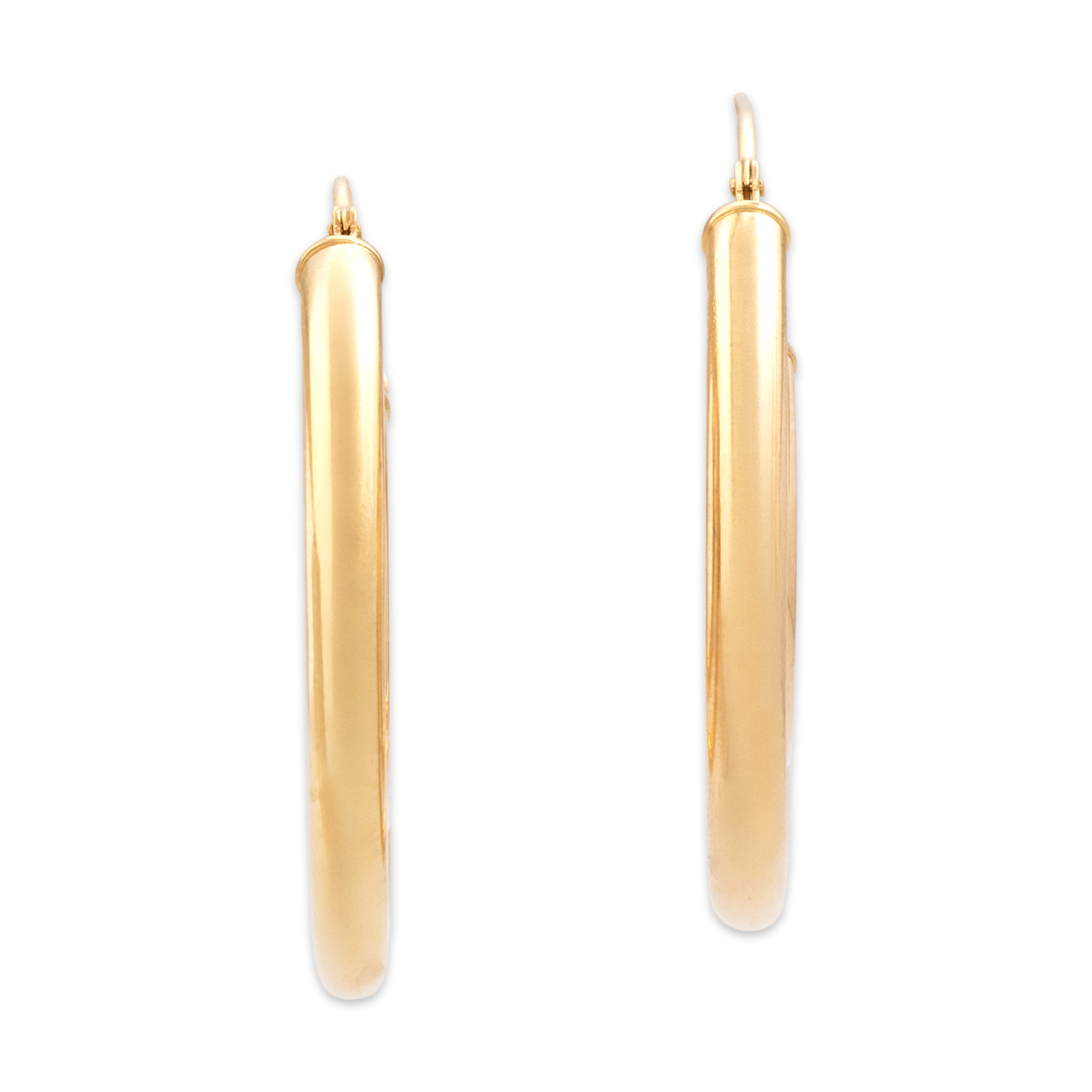 Vintage 14k Yellow Gold Gleaming Duo Dangle Hoop Earrings - Overall view