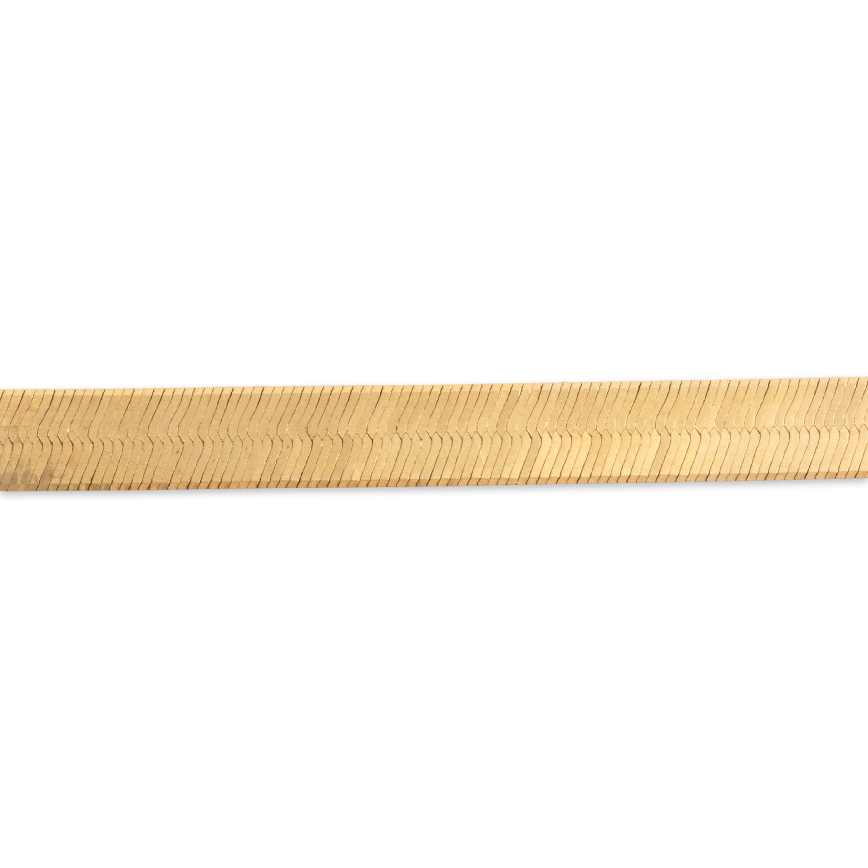 Vintage Italian 14k Yellow Gold Flashing Textured Fish-Tail Flat Link Bracelet - Close-up view