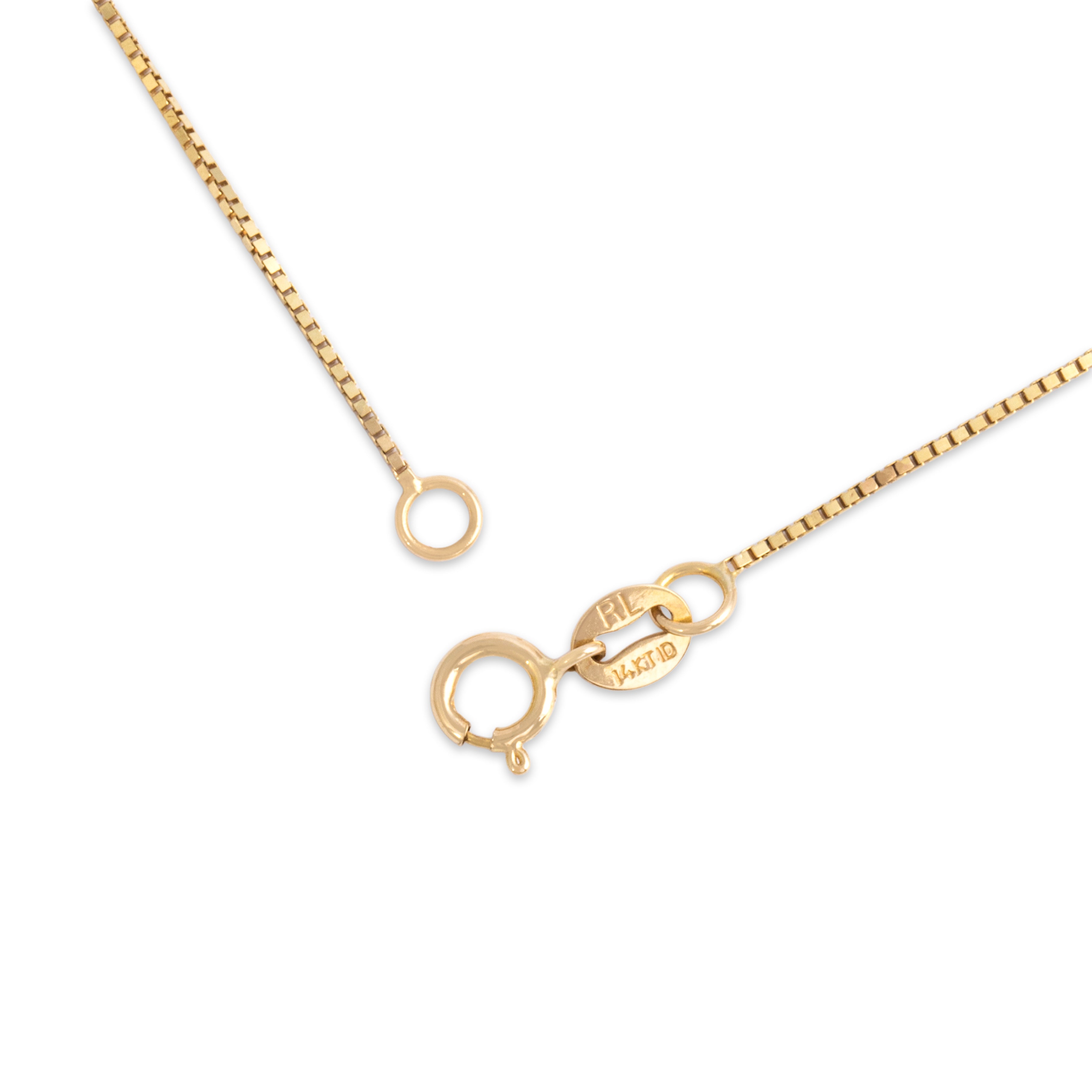 Vintage Lightweight 14k Yellow Gold .6mm Delicate Box Chain - clasp view