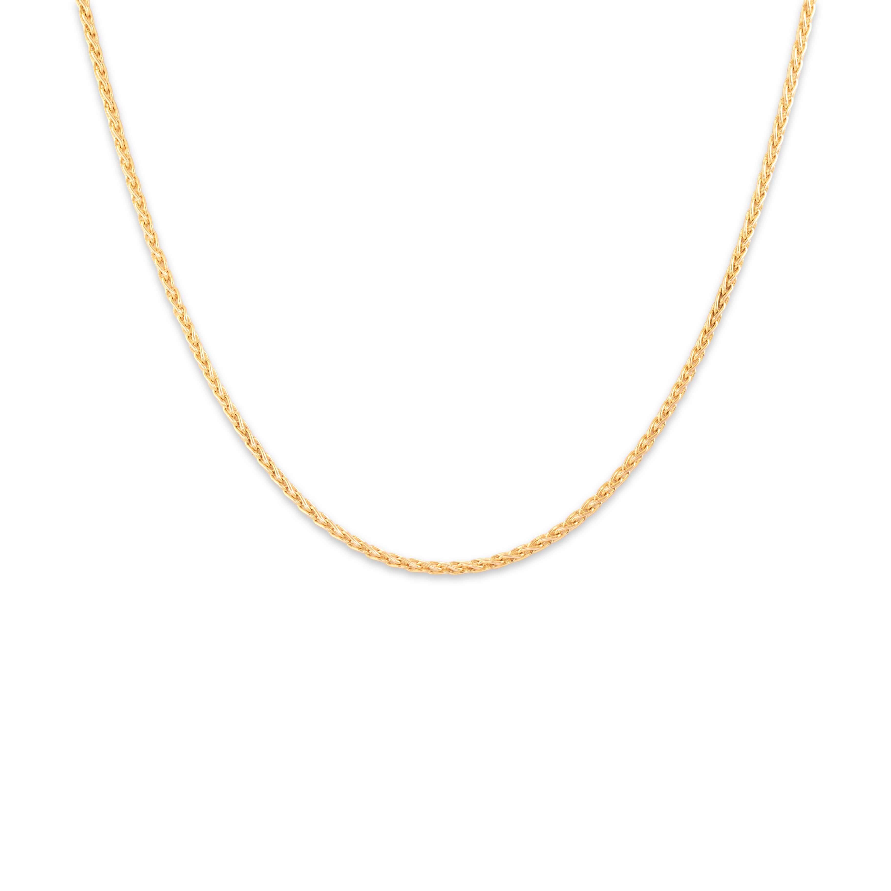 Estate Italian 14k Yellow Gold 1.5mm Sleek Wheat Chain - Close-up view