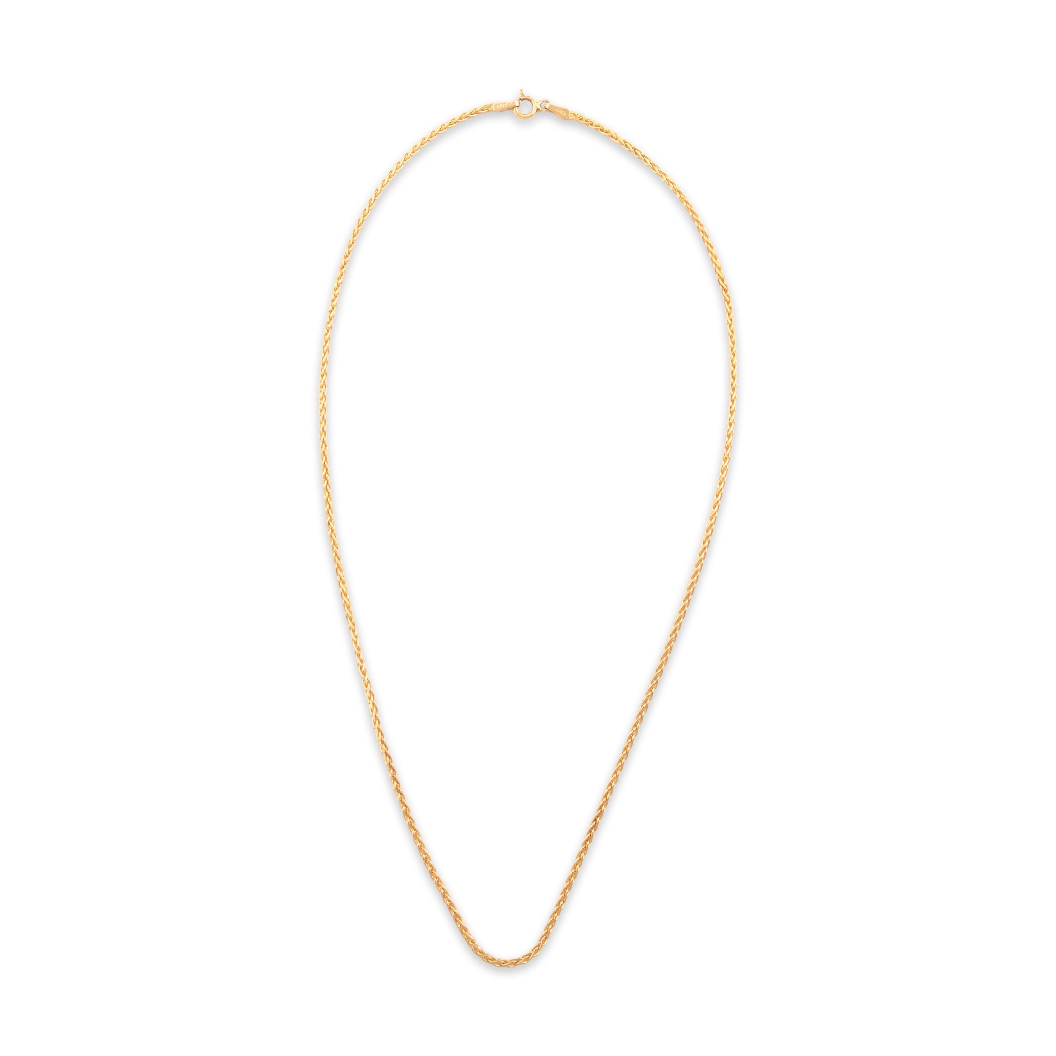 Estate Italian 14k Yellow Gold 1.5mm Sleek Wheat Chain - Overall view