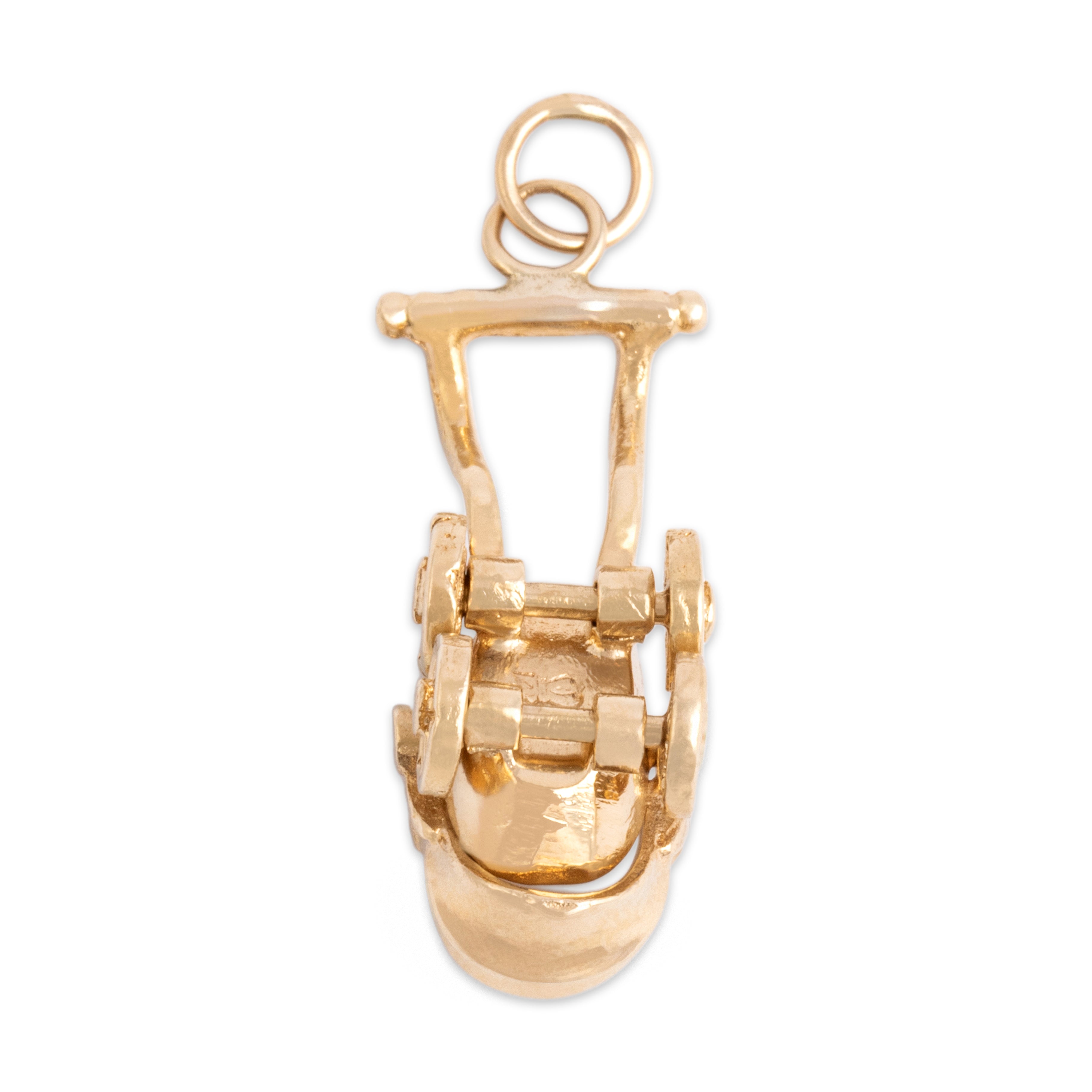 Vintage 14k Yellow Gold Adorable Articulating Baby Carriage Charm / Pendant - detail view #4