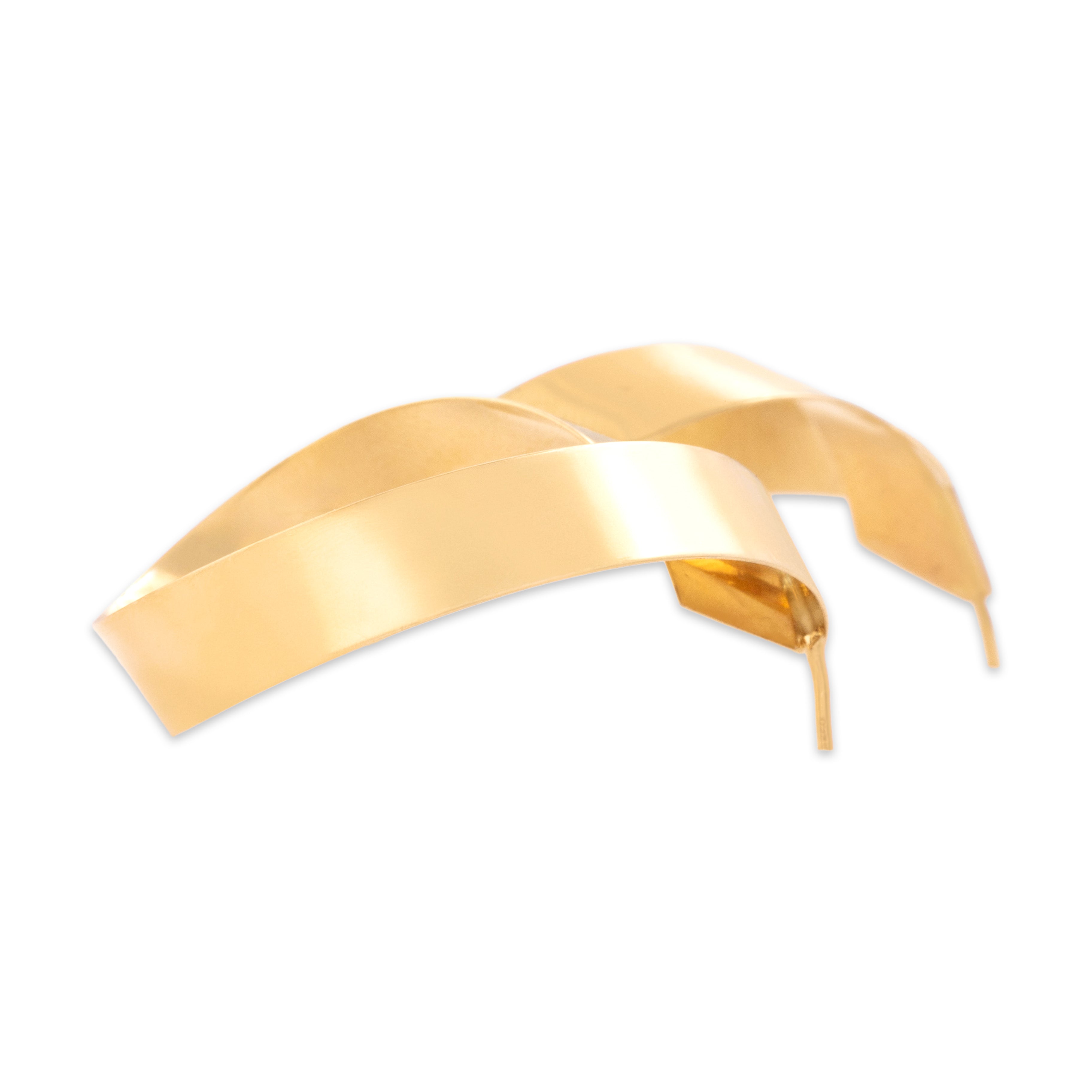 Vintage Large 14k Yellow Gold Ribbon Loop Twist Earrings - Side view