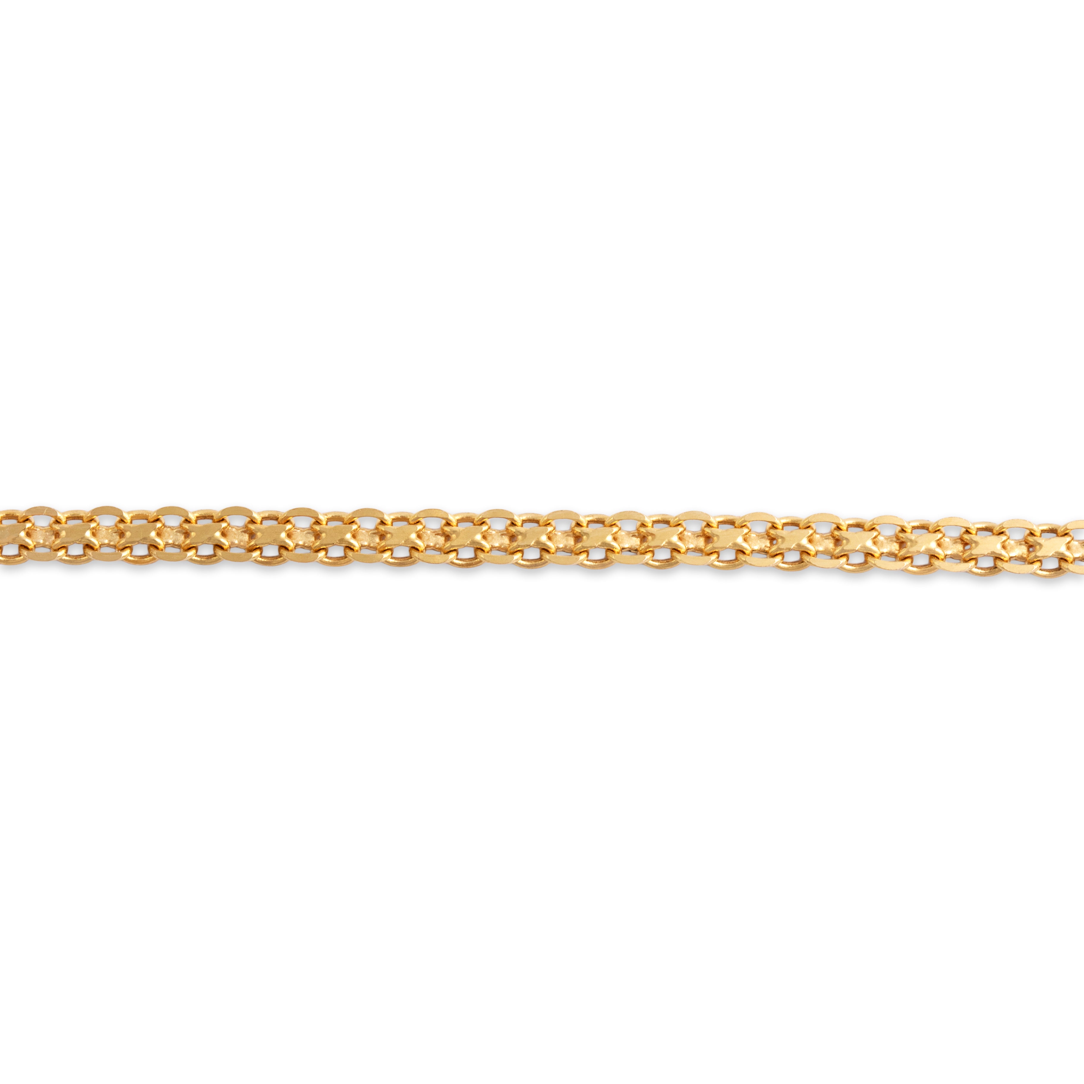 Vintage Italian 14k Yellow Gold Sleek Flat Link Chain Bracelet - Close-up view