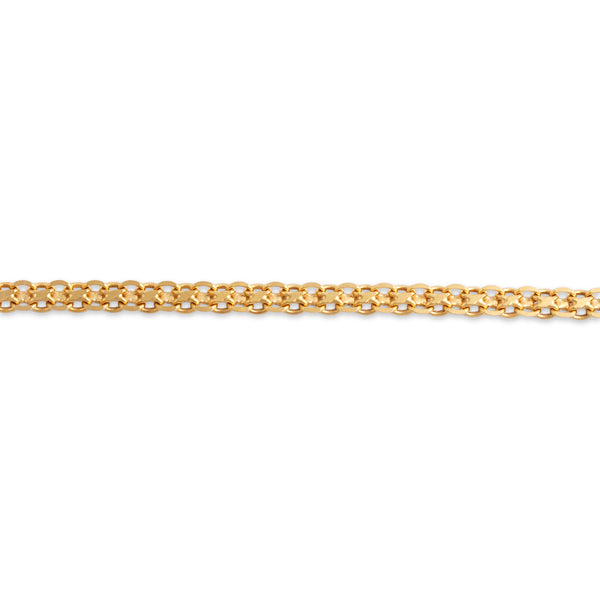 Vintage Italian 14k Yellow Gold Sleek Flat Link Chain Bracelet 7