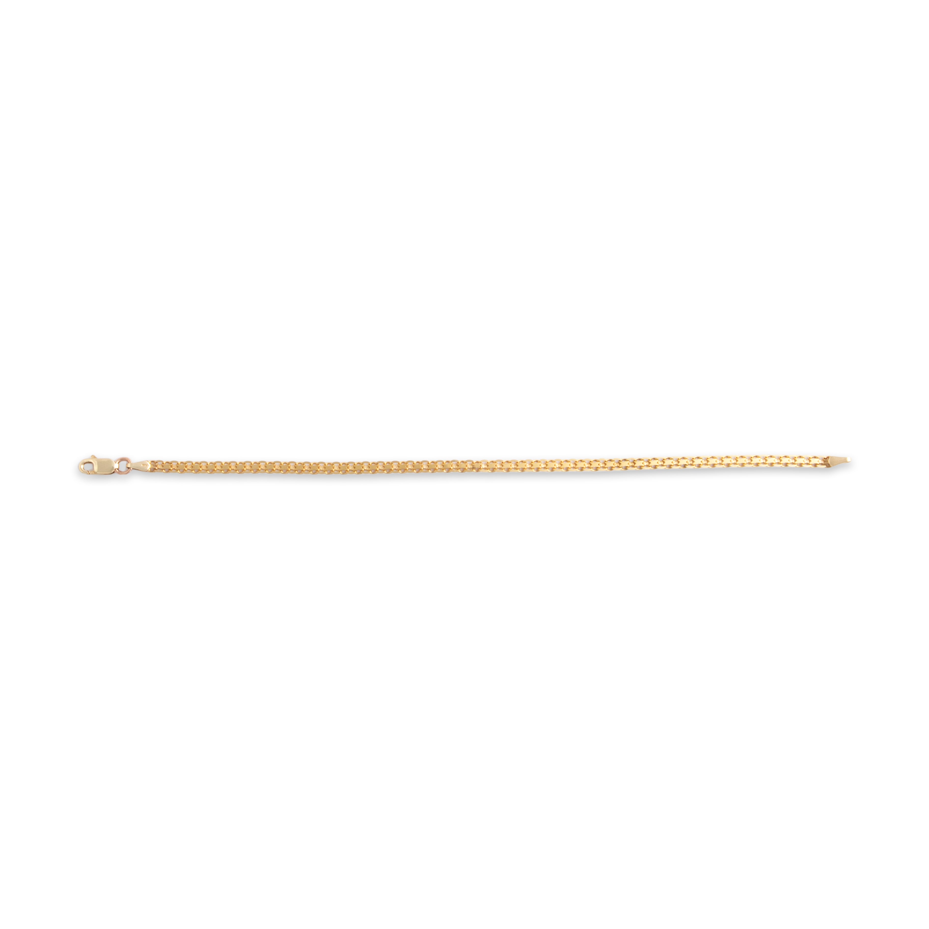 Vintage Italian 14k Yellow Gold Sleek Flat Link Chain Bracelet - Back view