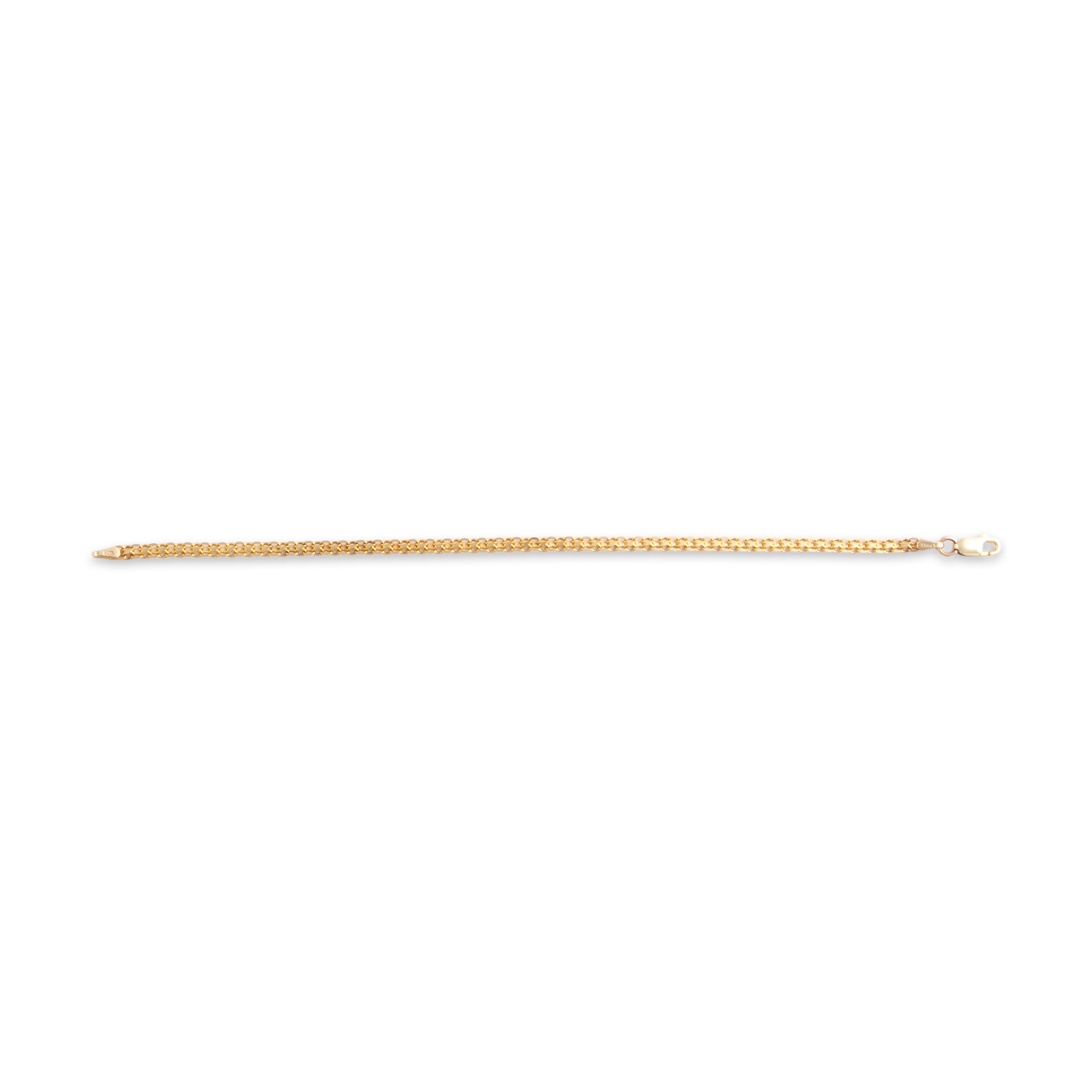 Vintage Italian 14k Yellow Gold Sleek Flat Link Chain Bracelet - Overall view