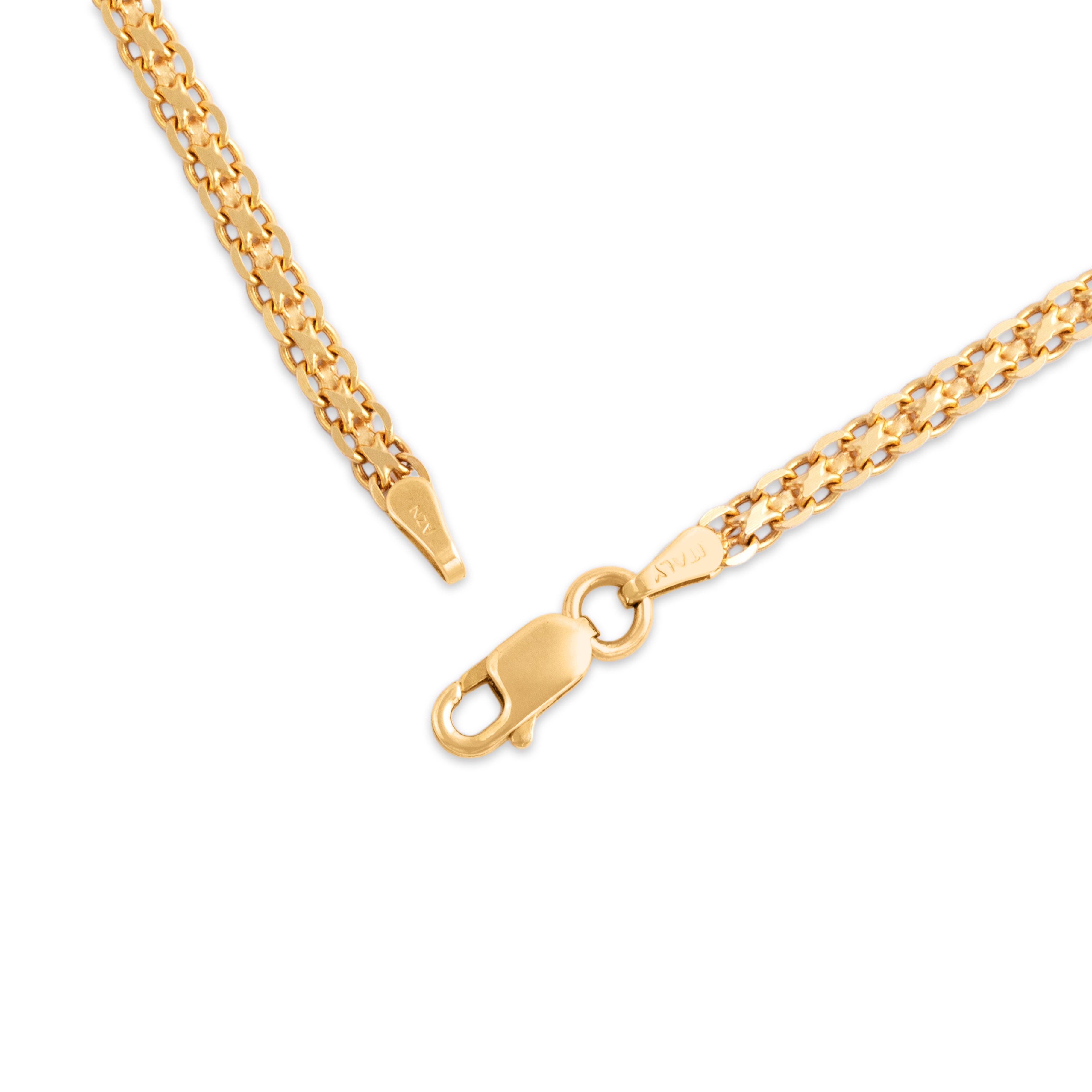 Vintage Italian 14k Yellow Gold Sleek Flat Link Chain Bracelet 7