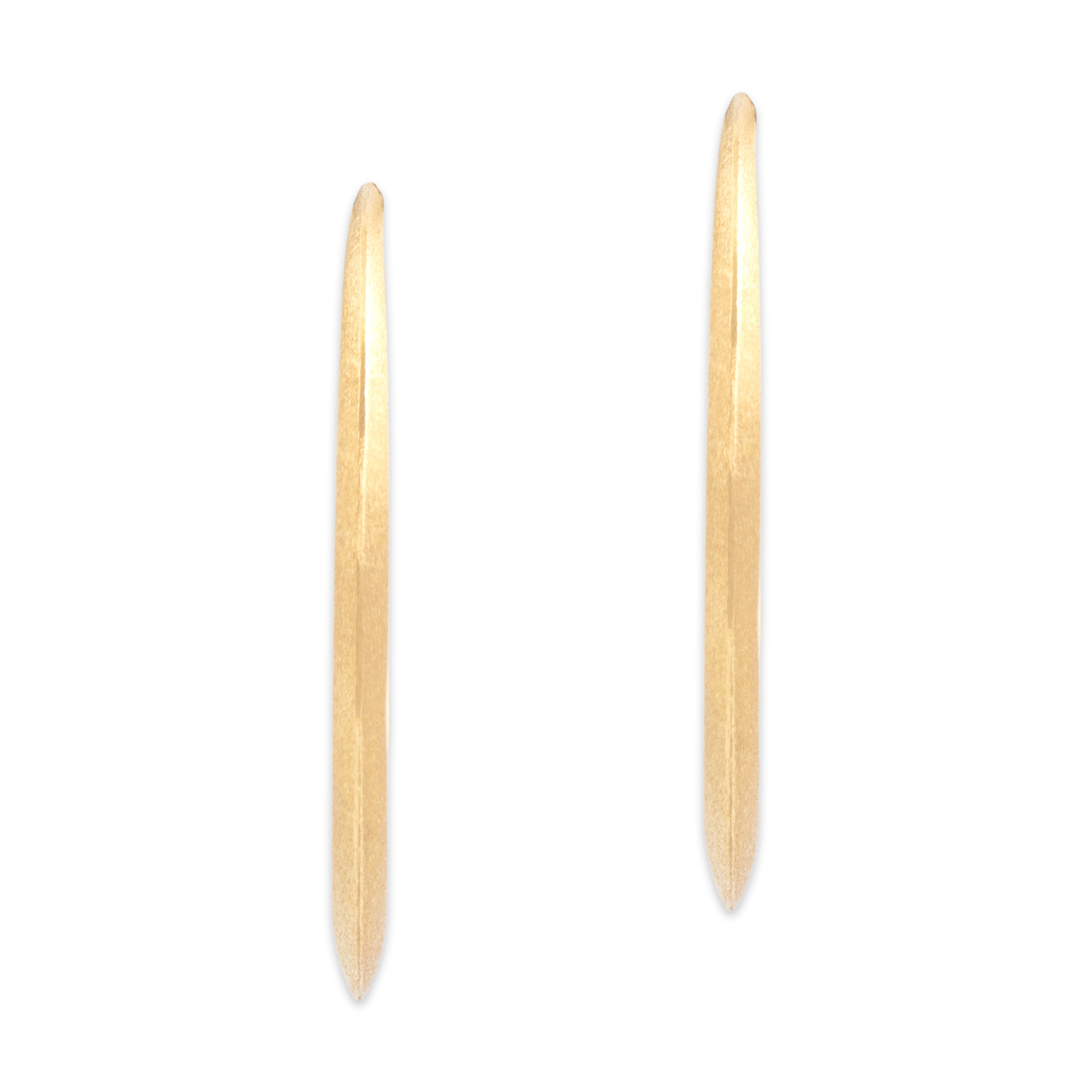 Vintage 14k Yellow Gold Gleaming Brushed Hoop Earrings - detail view #1