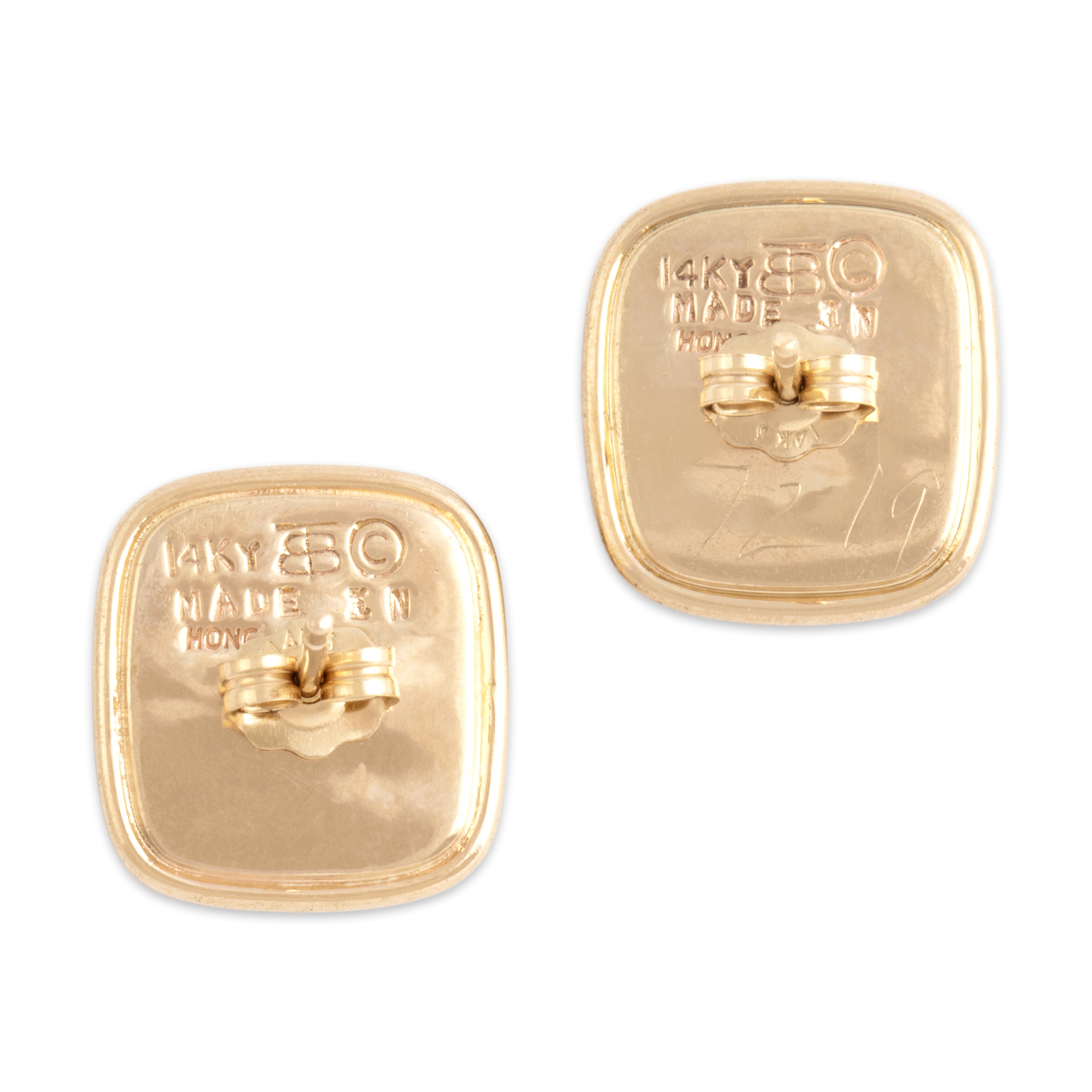 Vintage 14k Yellow Gold 3.83cttw Black Druzy Quartz Glittering Mystical Bezel-Set Stud Earrings - Back view
