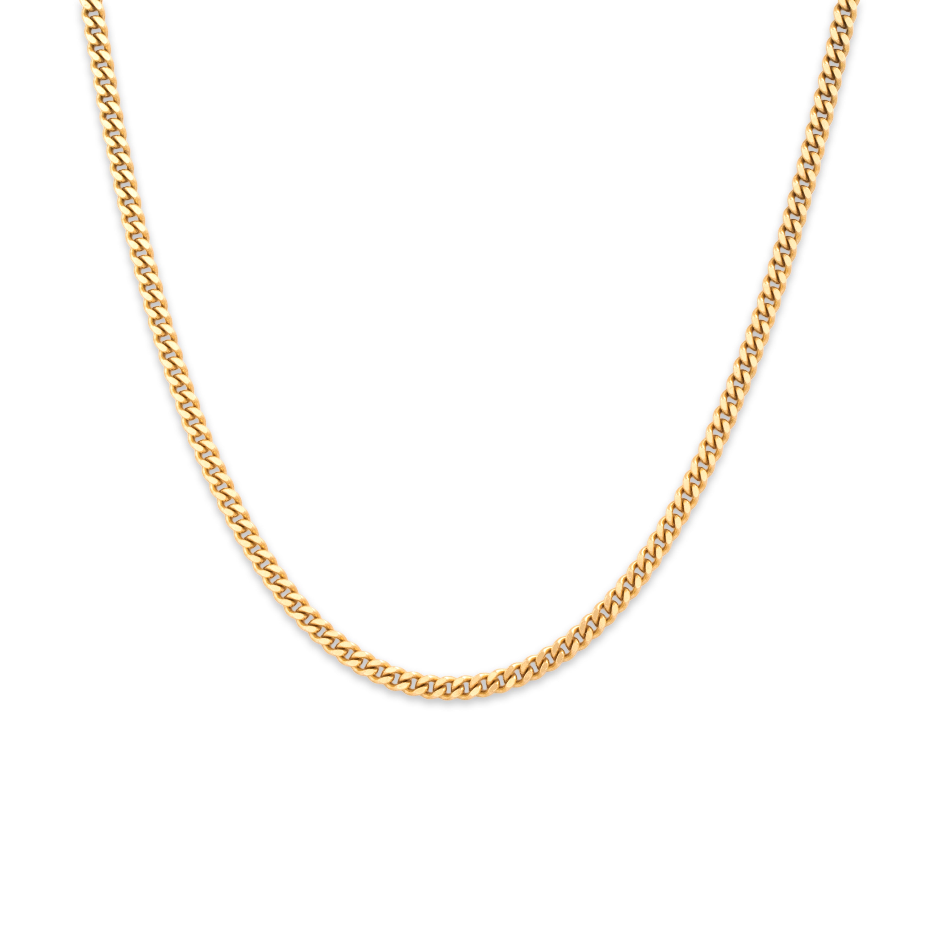 Vintage Italian Heavy 18k Yellow Gold 2.2mm Curb Chain - Close-up view