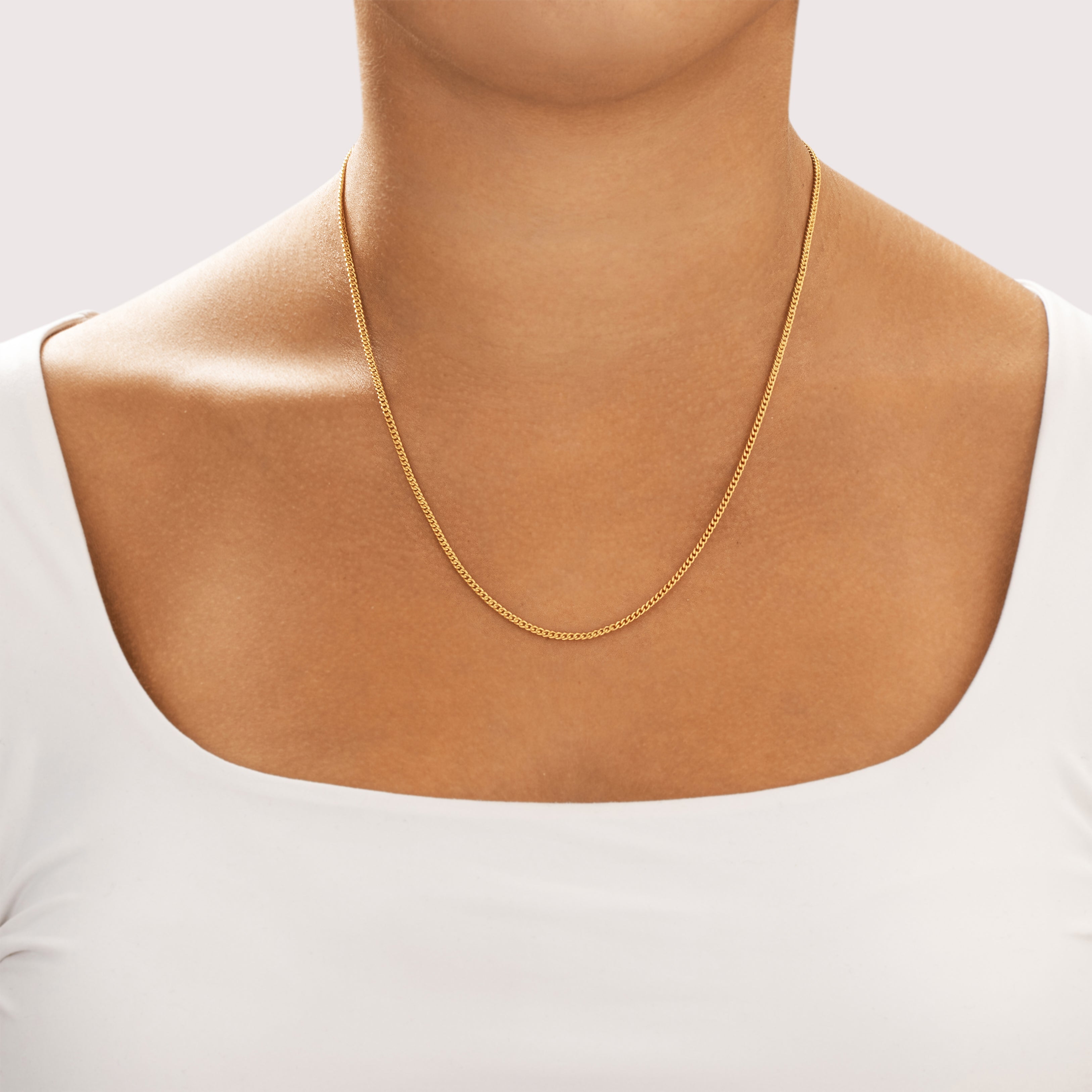 Vintage Portuguese 19k  Gold 2.05mm Sleek Classic Curb Chain 20