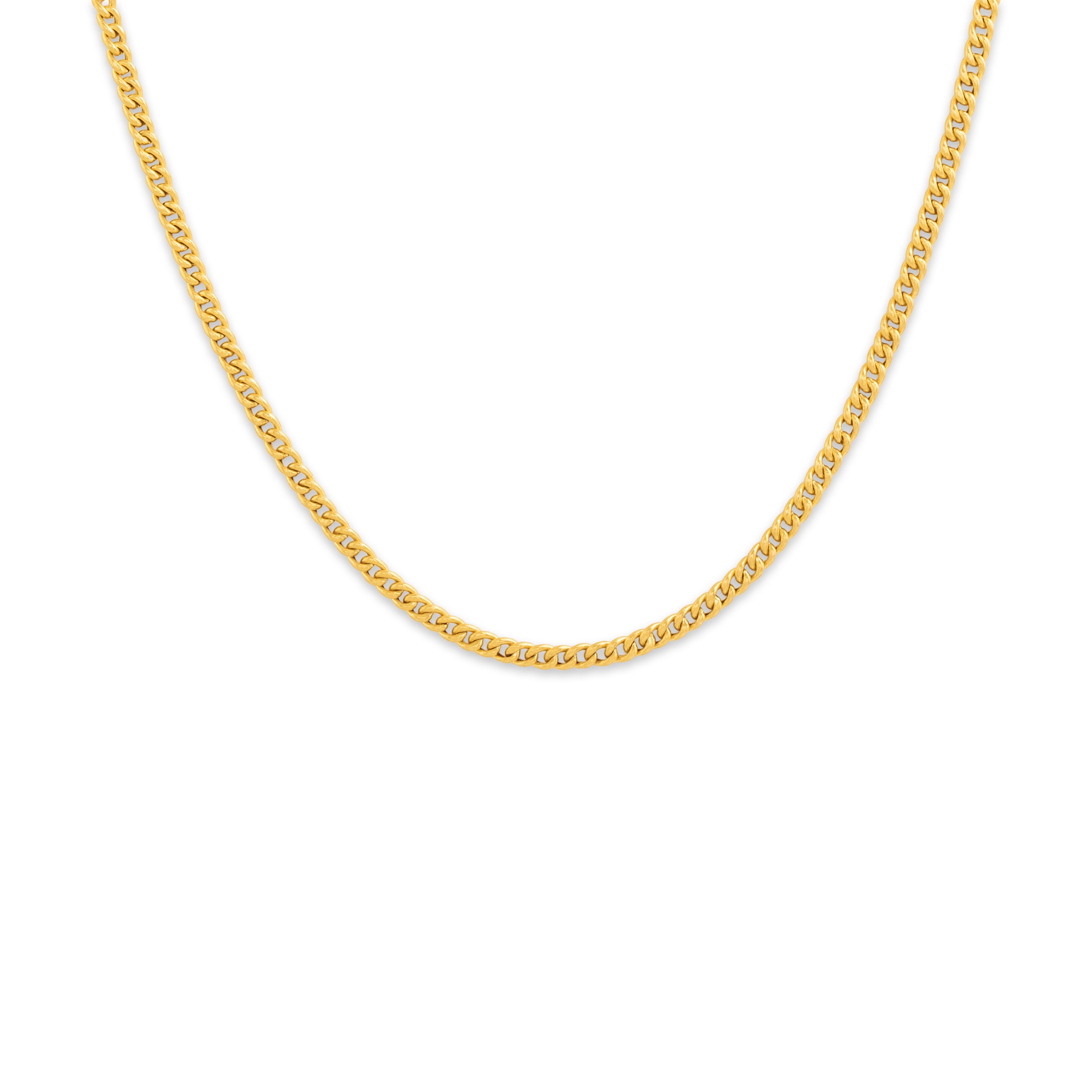Vintage Portuguese 19k  Gold 2.05mm Sleek Classic Curb Chain - Close-up view