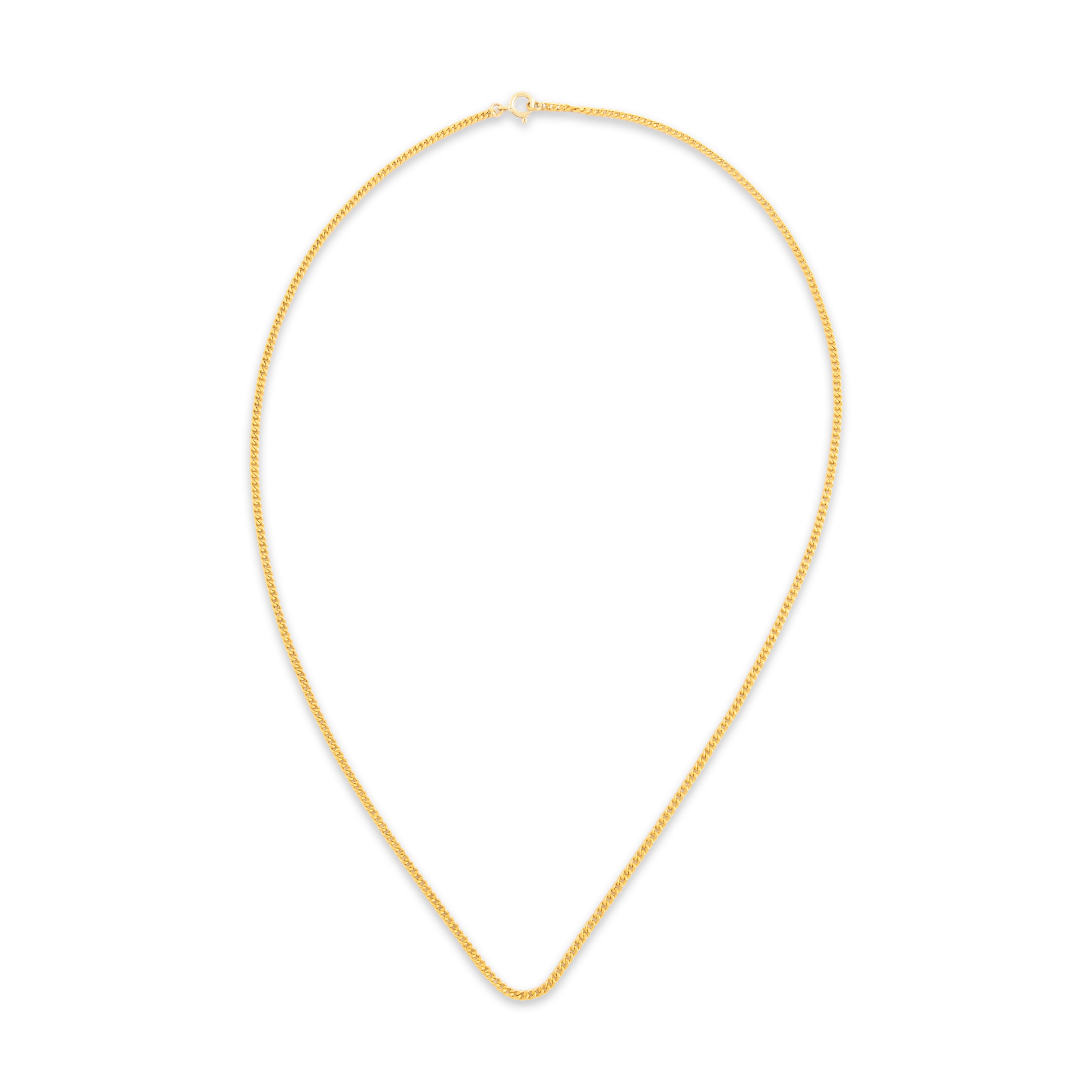 Vintage Portuguese 19k  Gold 2.05mm Sleek Classic Curb Chain - Overall view