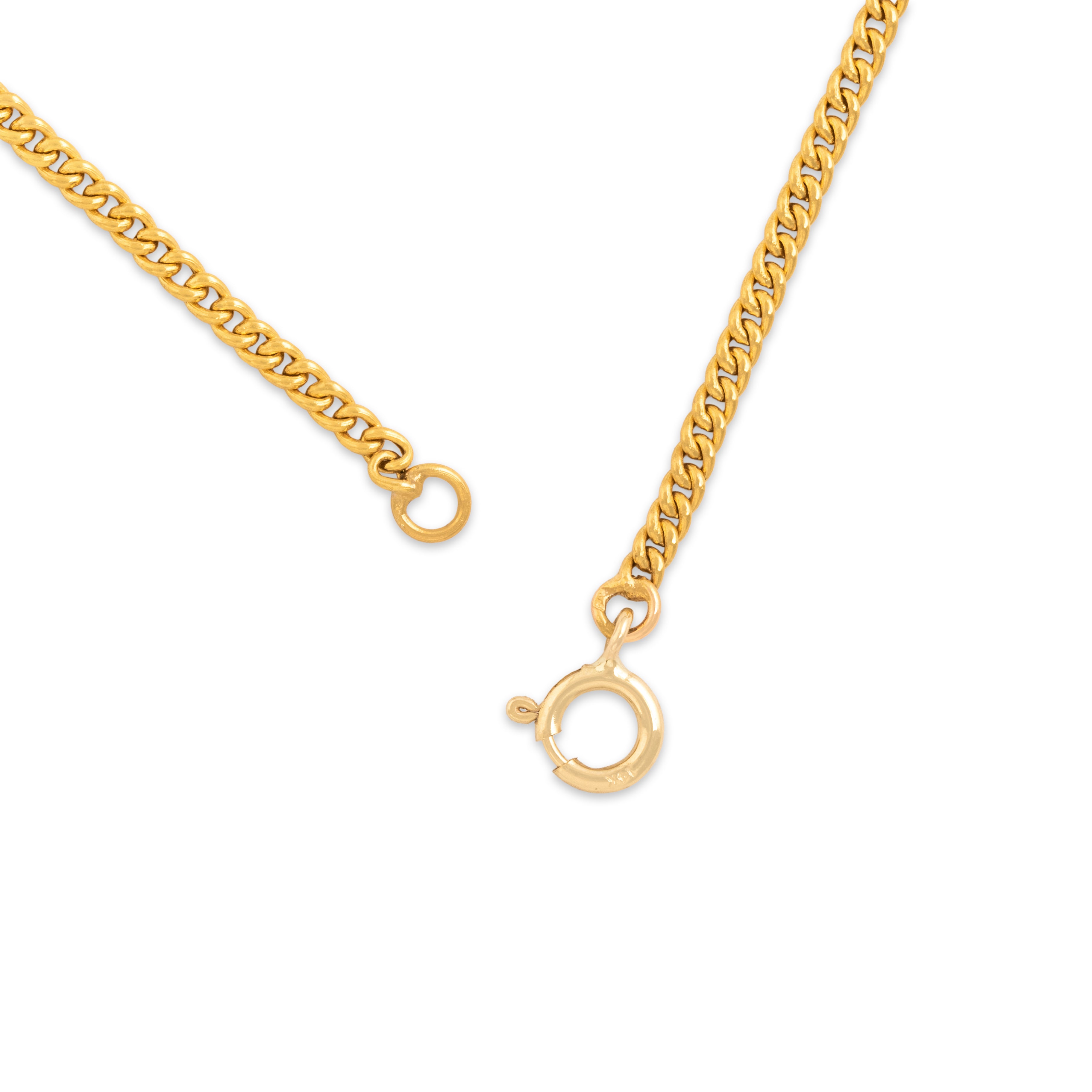 Vintage Portuguese 19k  Gold 2.05mm Sleek Classic Curb Chain - clasp view